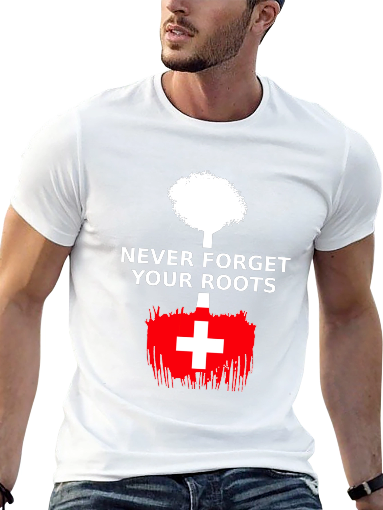 Never Forget Roots Tree Swiss Flag T-Shirt