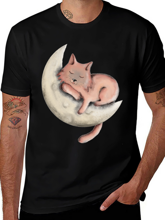 Cat on Moon Graphic Tee - Relaxed Fit