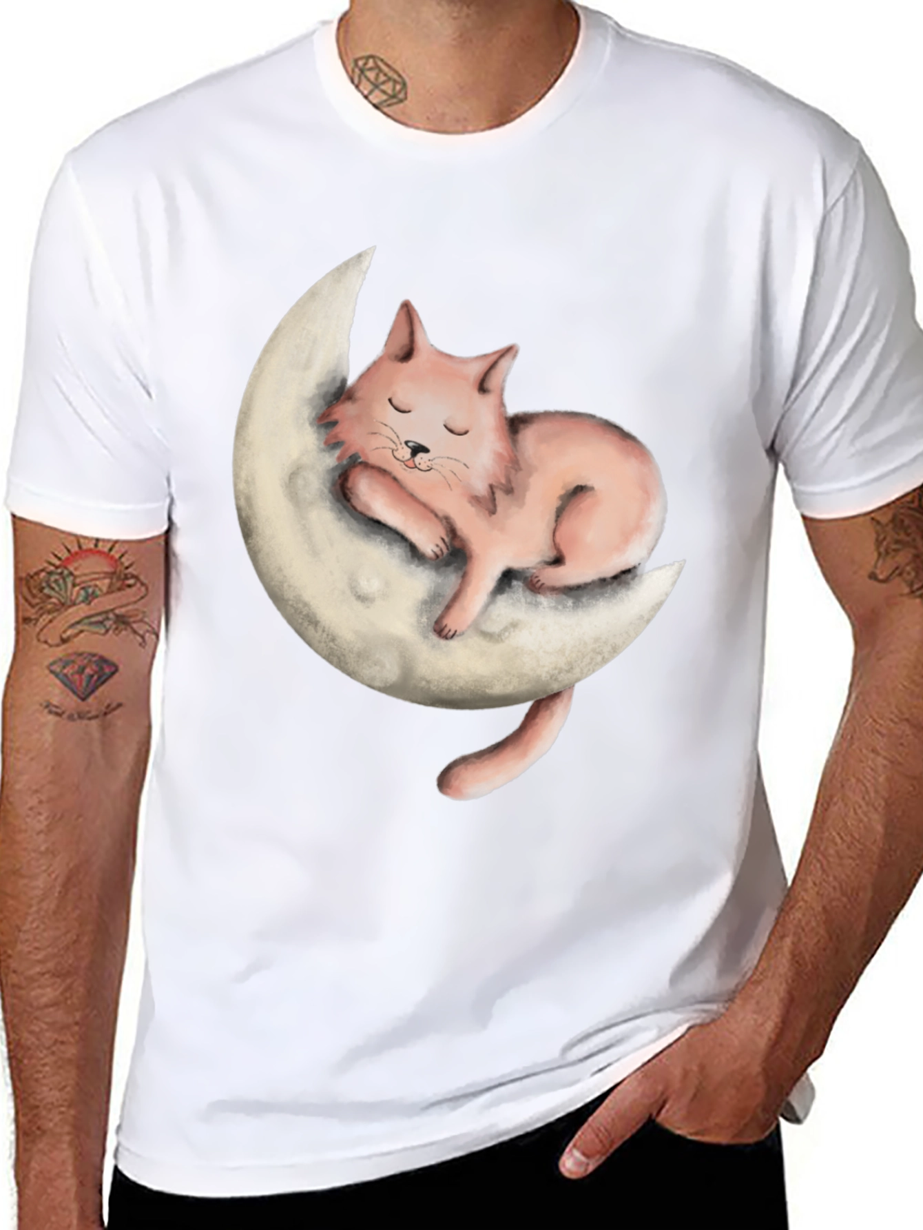 Cat on Moon Graphic Tee - Relaxed Fit