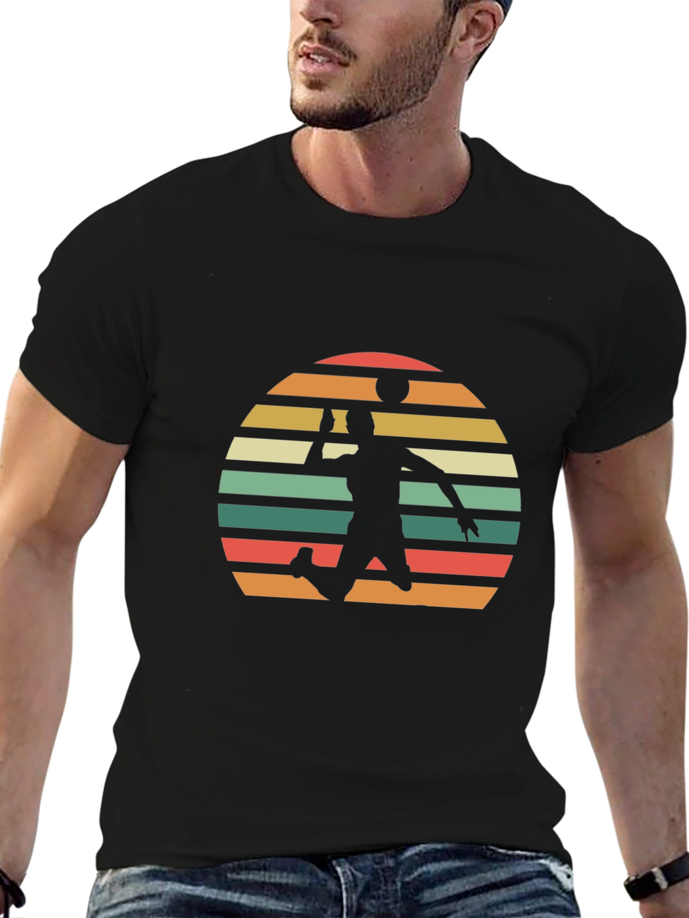 Volleyball Sunset Graphic Tee - Black