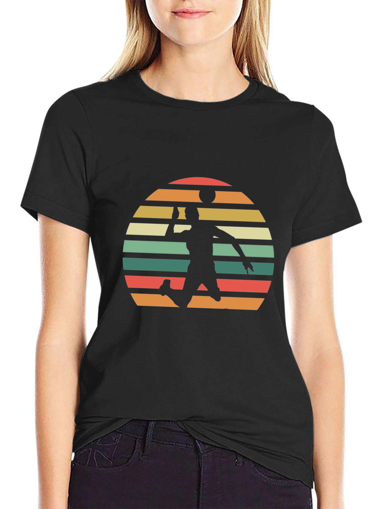 Volleyball Sunset Graphic Tee - Black