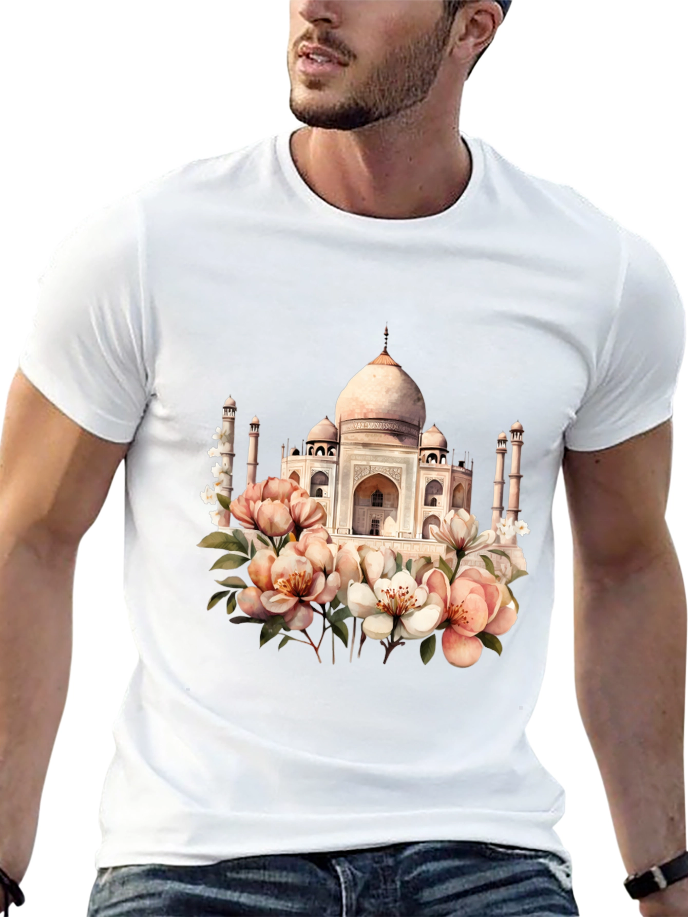 Taj Mahal Floral Graphic Tee - Black T-Shirt