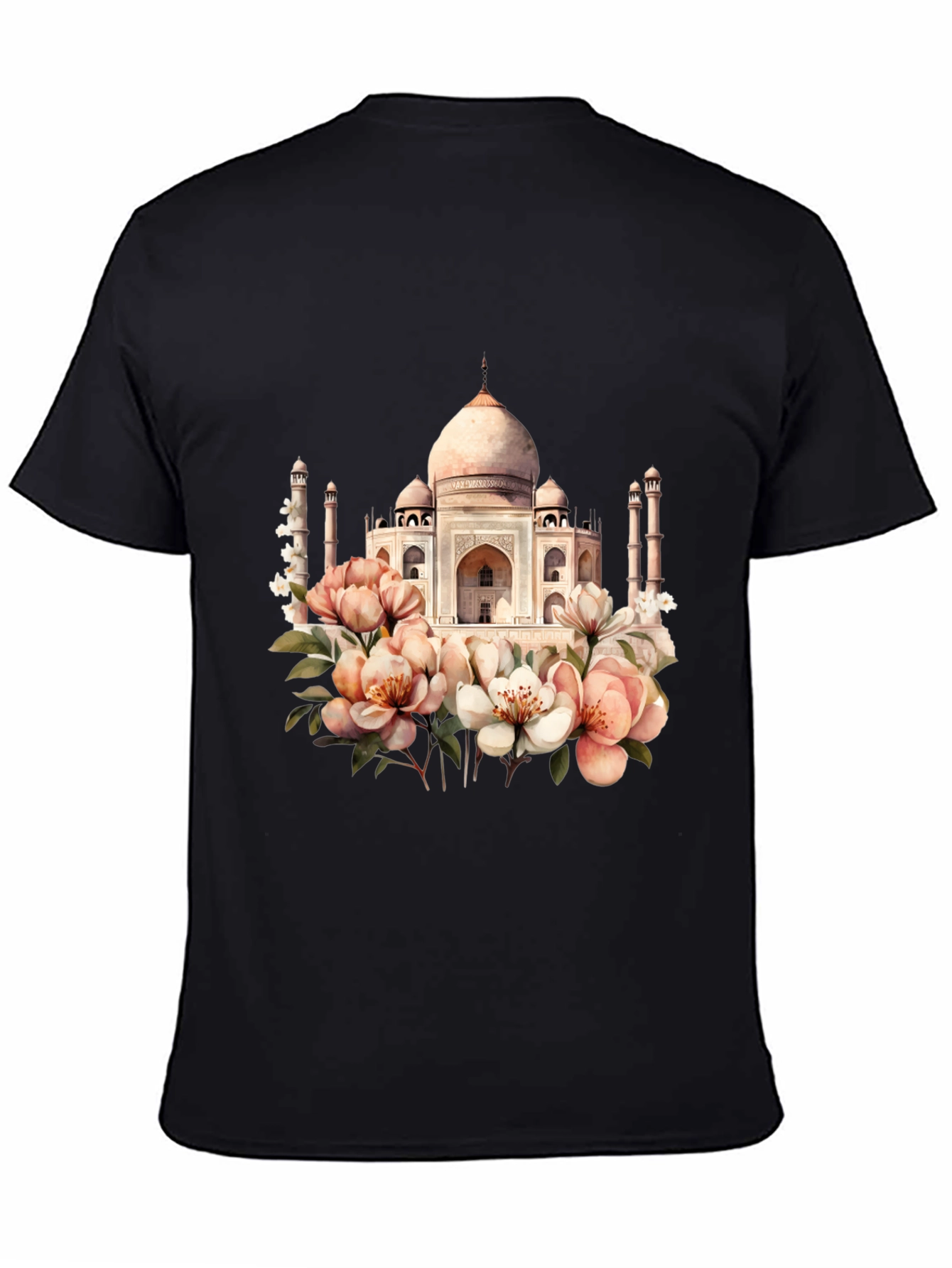 Taj Mahal Floral Graphic Tee - Black T-Shirt