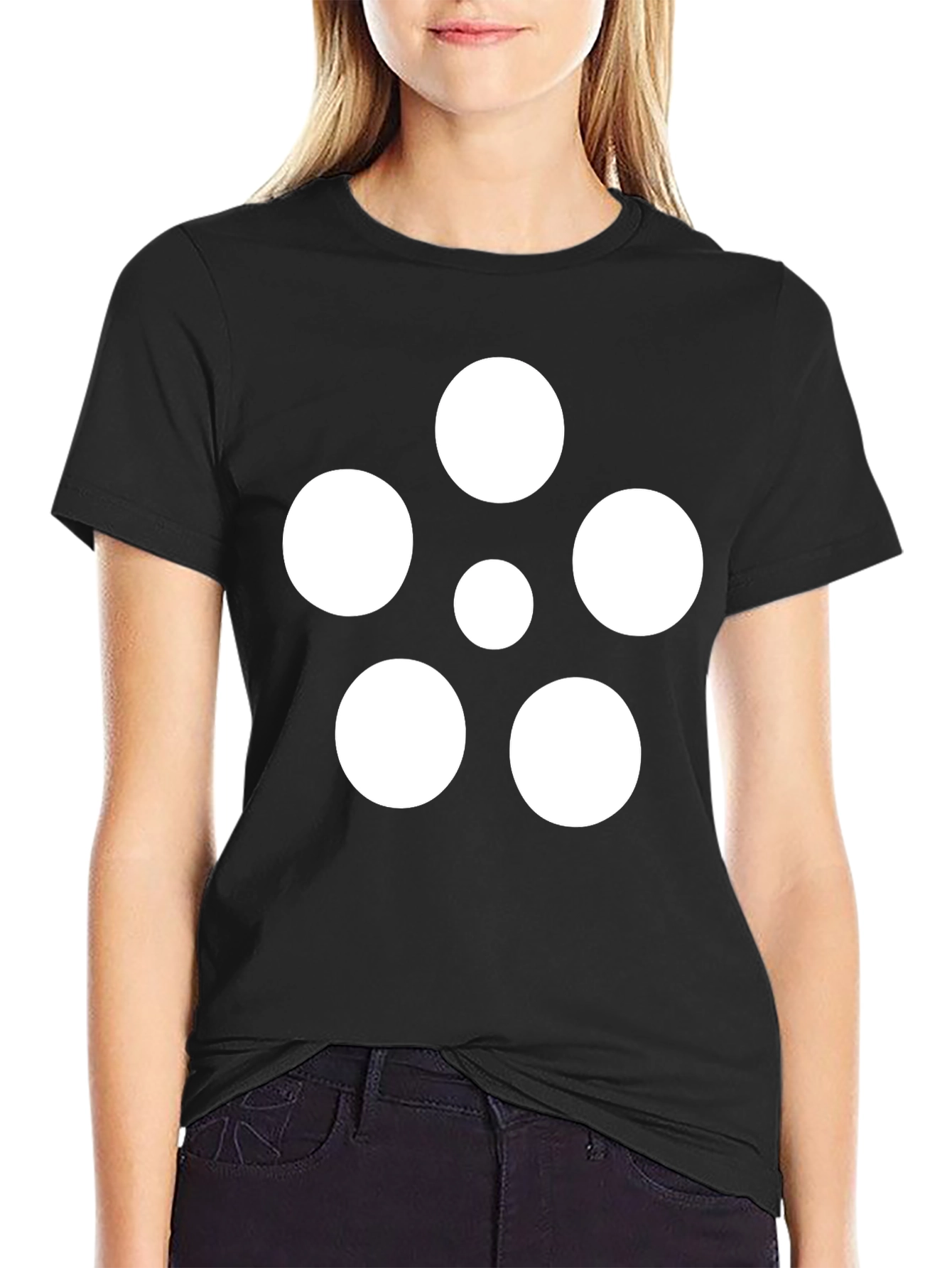 Geometric Circle Pattern Black T-Shirt