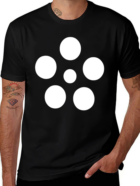 Geometric Circle Pattern Black T-Shirt