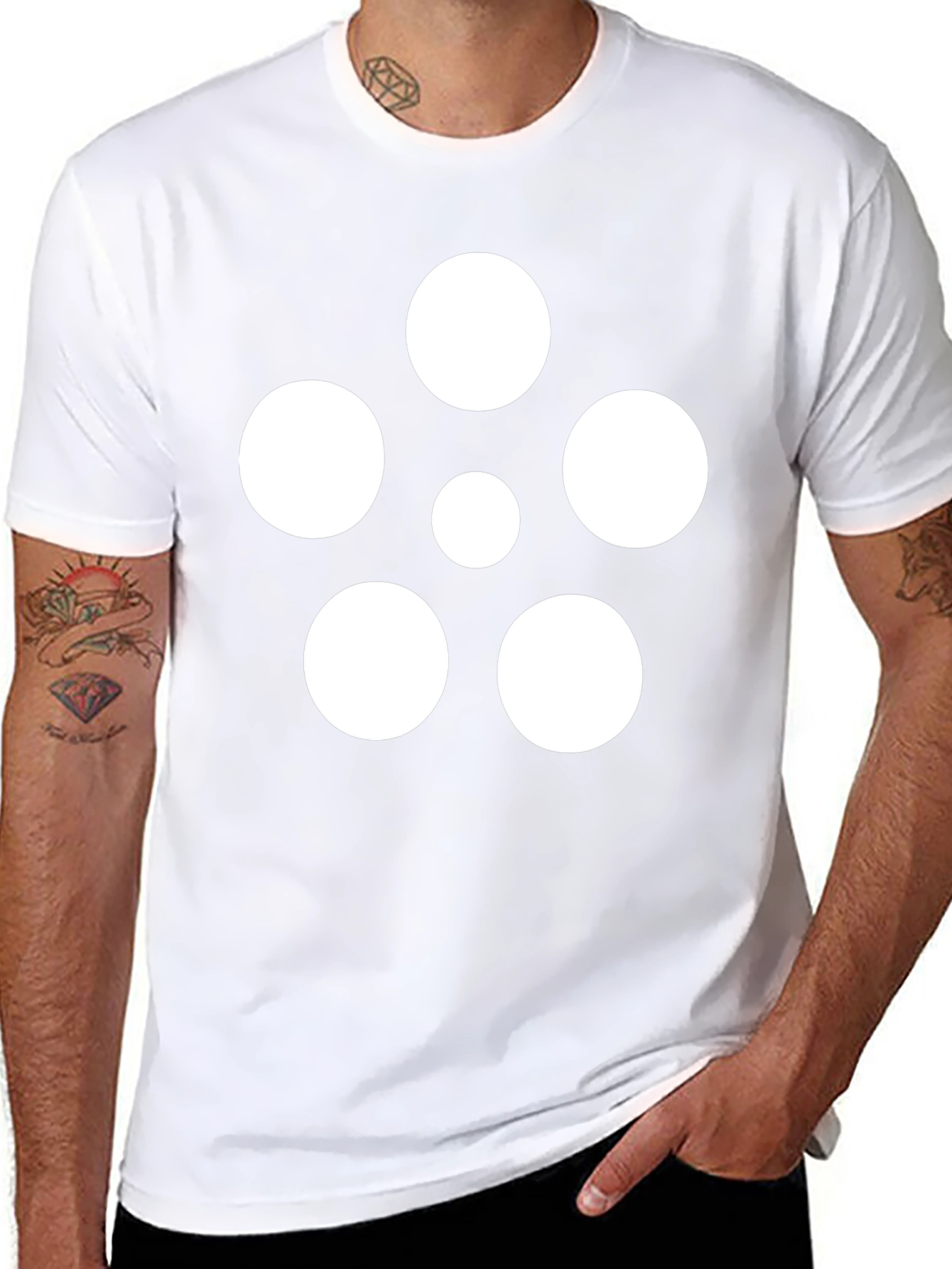 Geometric Circle Pattern Black T-Shirt