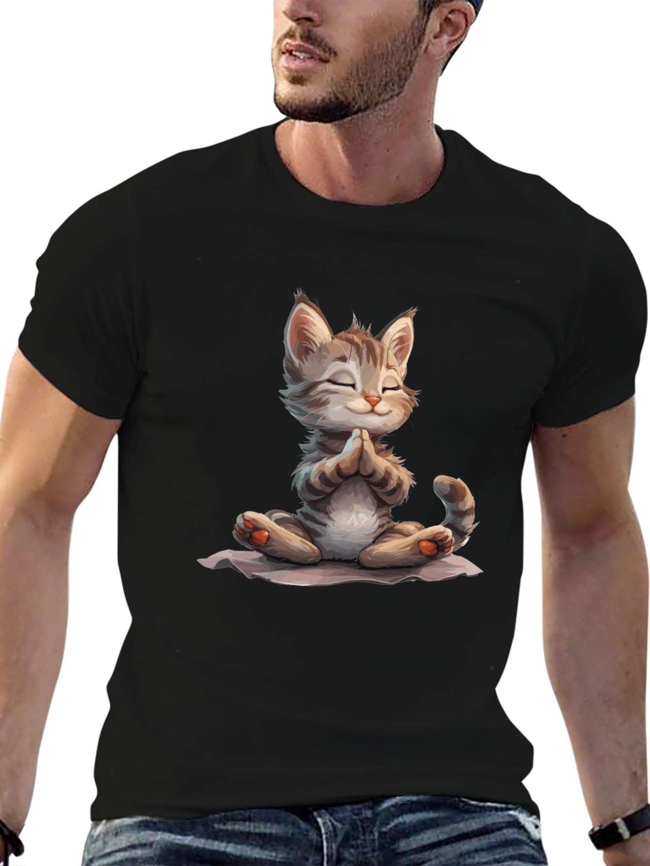 Zen Cat T-Shirt - Meditating Kitten Graphic Tee