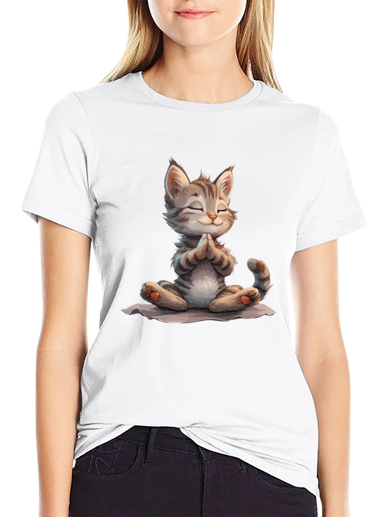 Zen Cat T-Shirt - Meditating Kitten Graphic Tee
