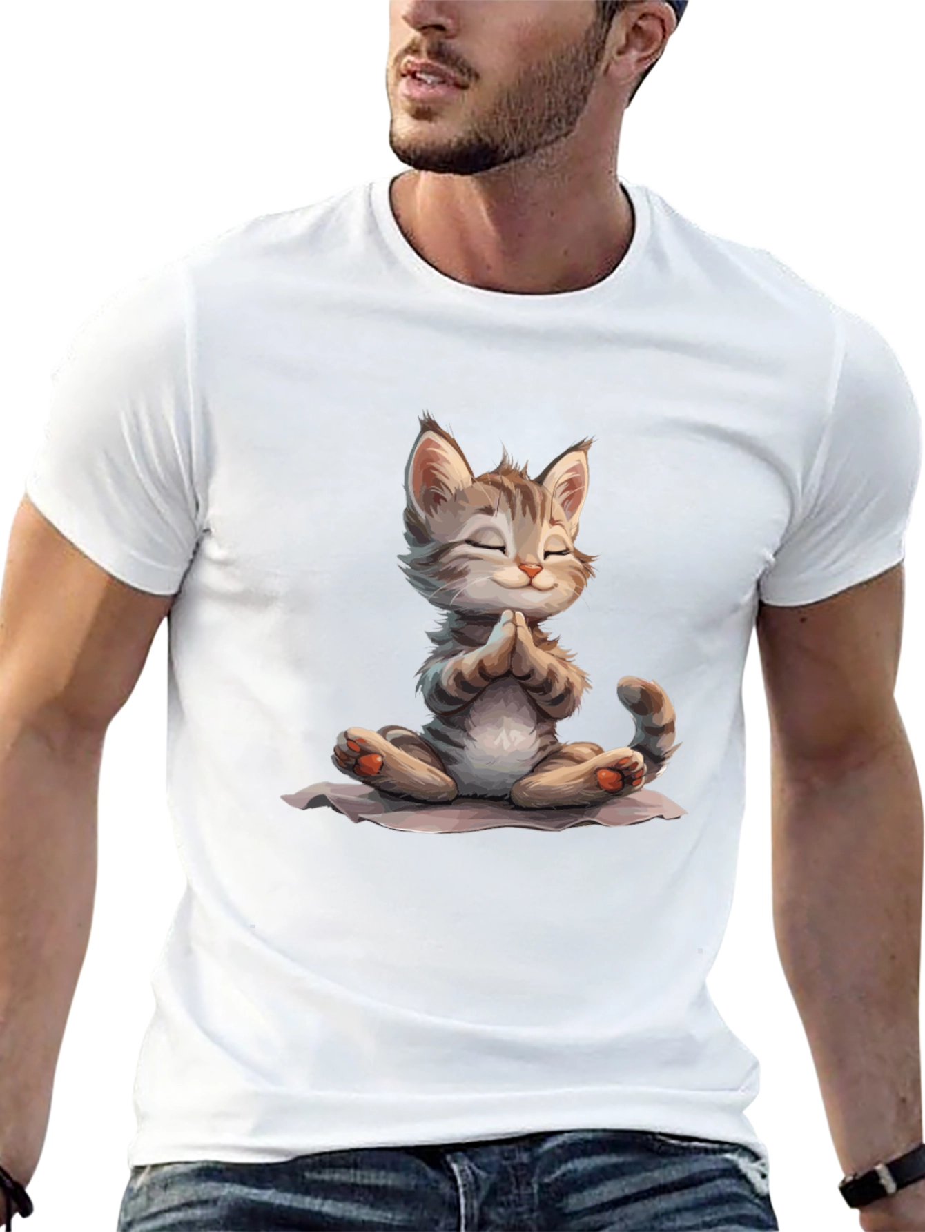 Zen Cat T-Shirt - Meditating Kitten Graphic Tee