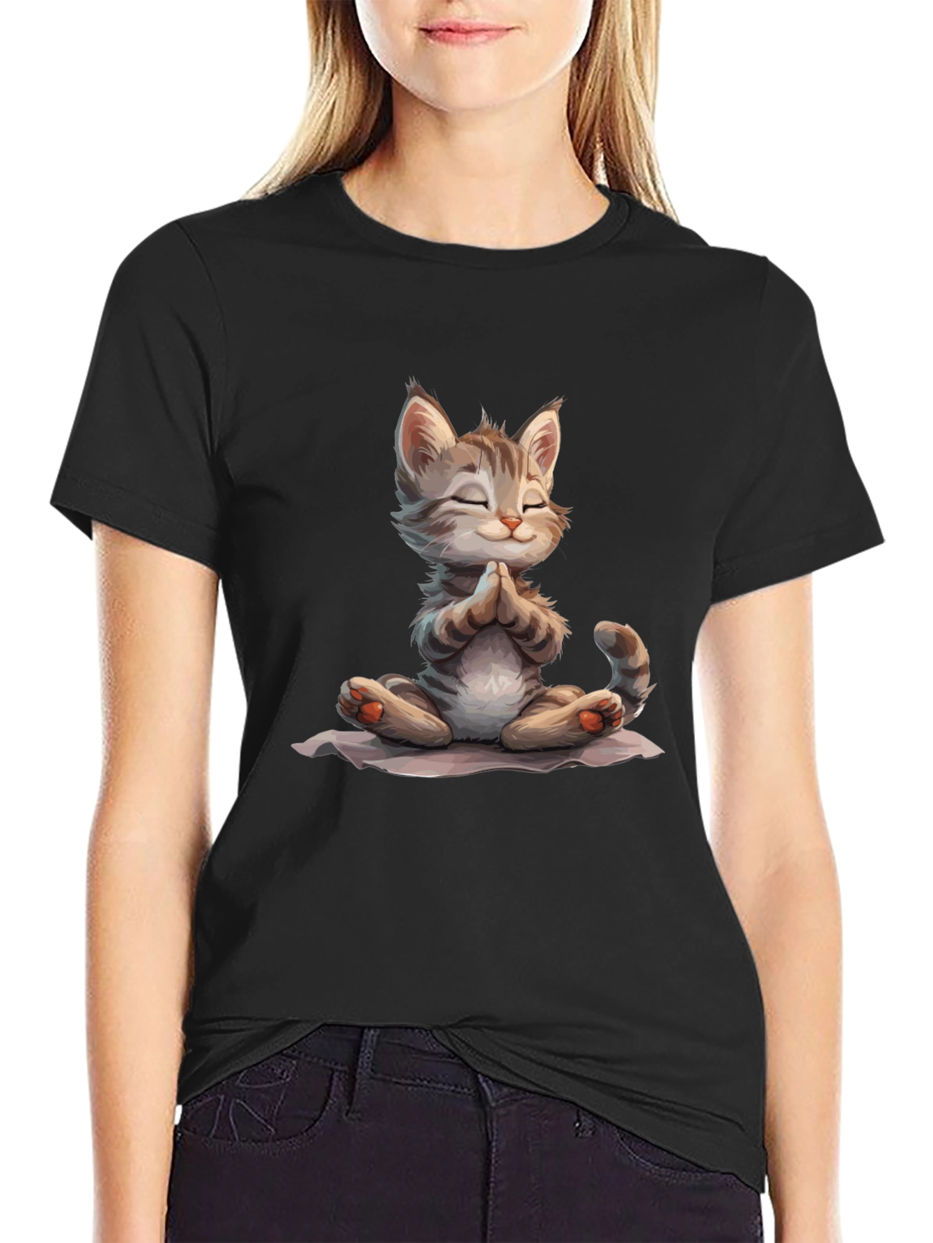 Zen Cat T-Shirt - Meditating Kitten Graphic Tee