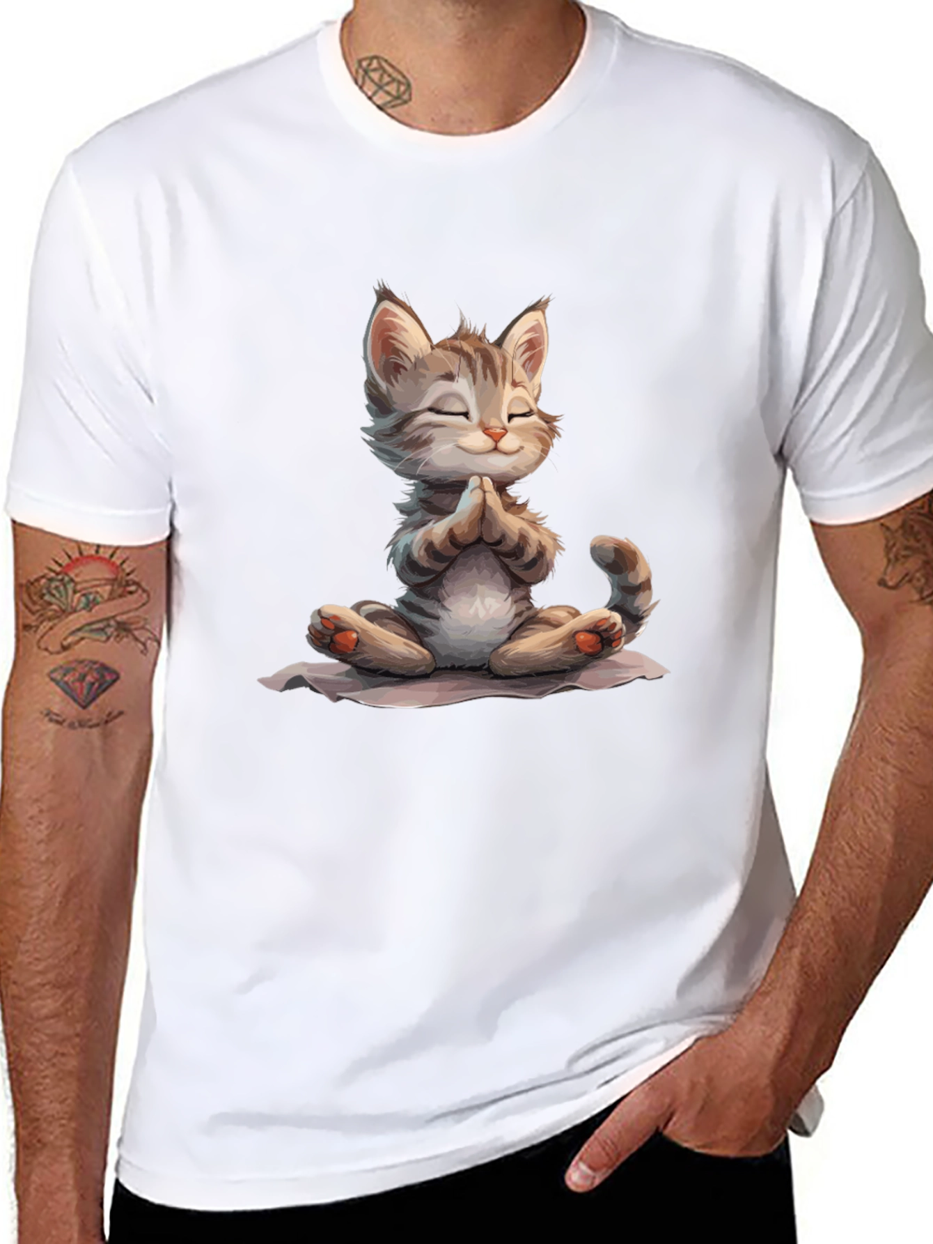 Zen Cat T-Shirt - Meditating Kitten Graphic Tee
