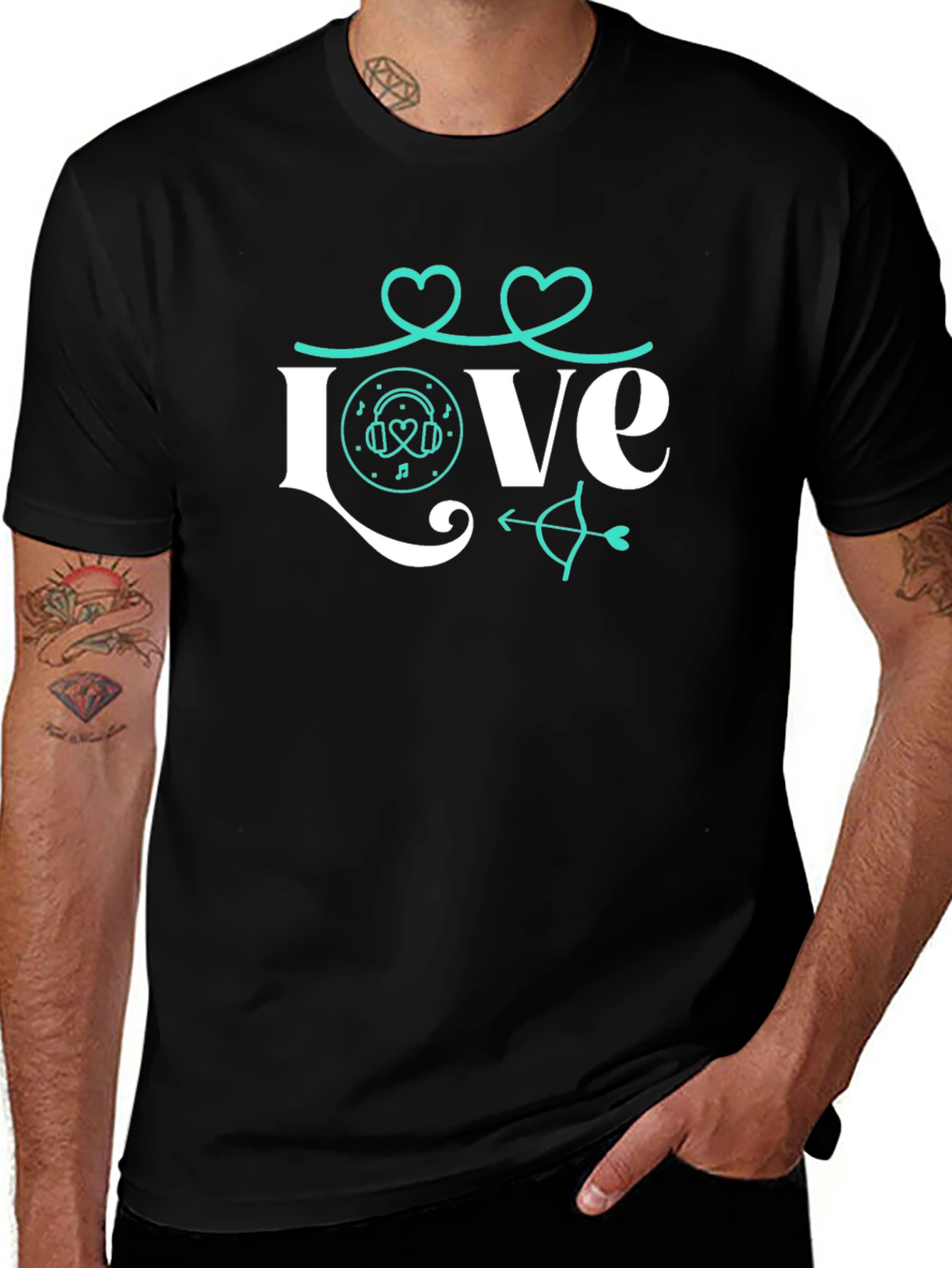 Love Music Valentines Day Graphic Tee