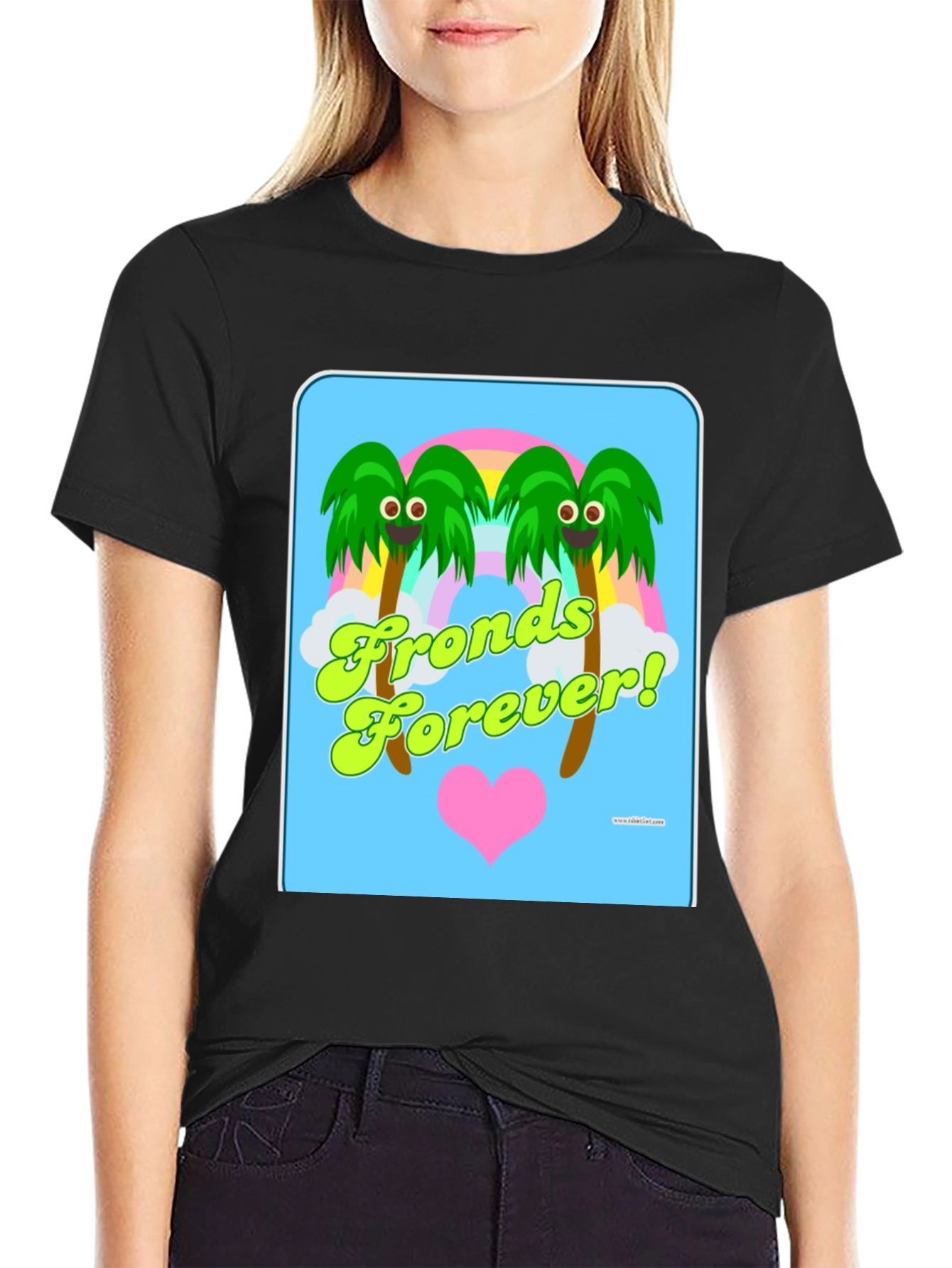 Fronds Forever! Black Cotton Graphic T-Shirt