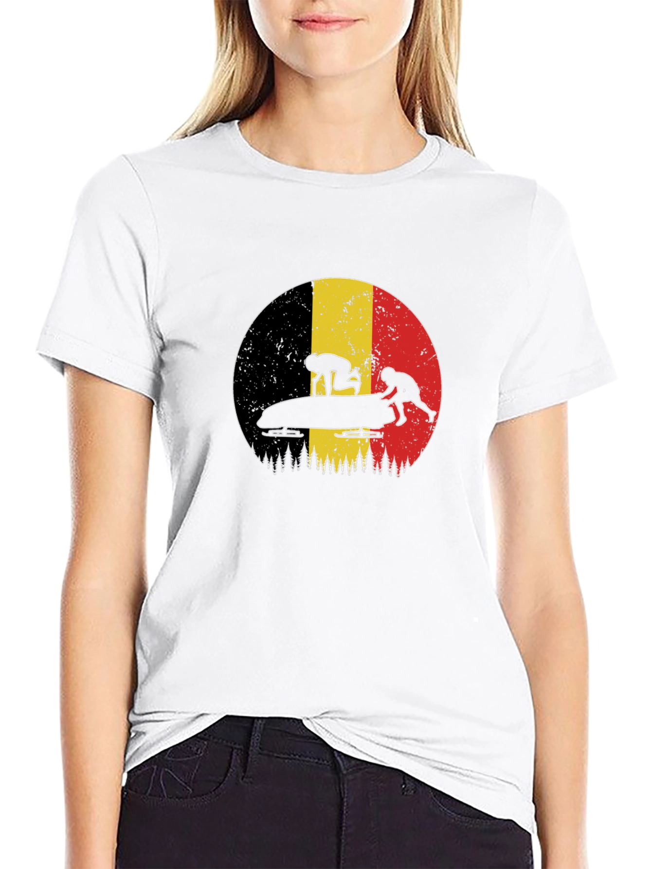 Bobsledding Belgium Flag Graphic Tee
