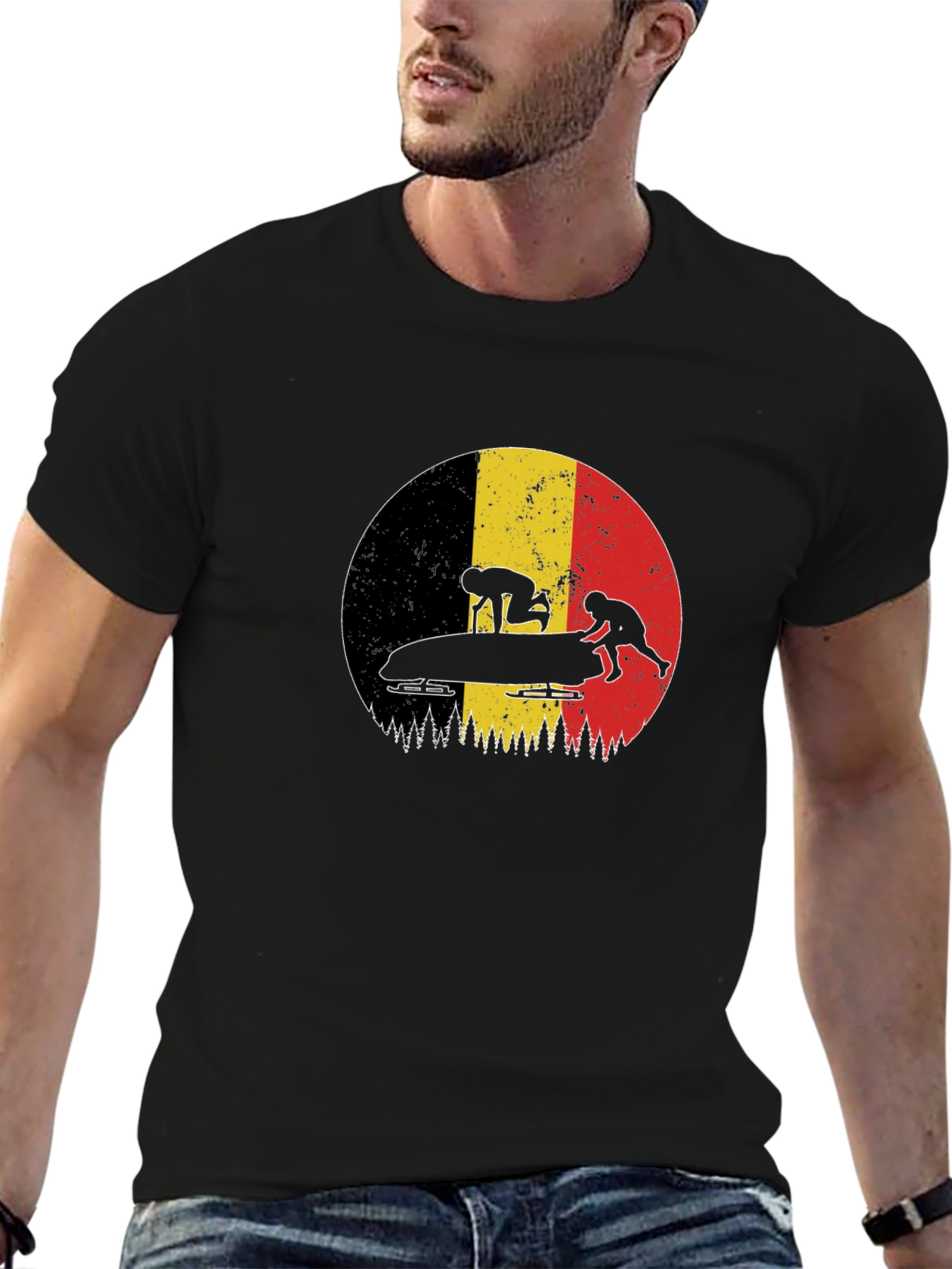 Bobsledding Belgium Flag Graphic Tee