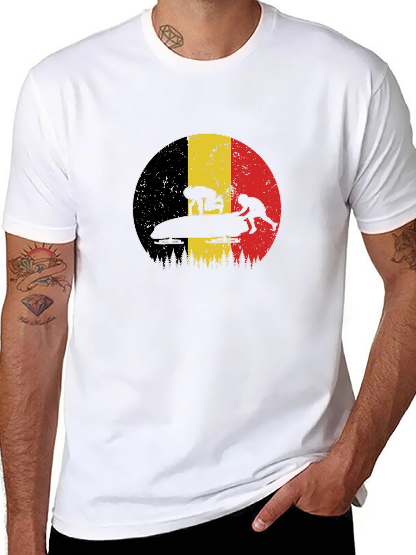 Bobsledding Belgium Flag Graphic Tee