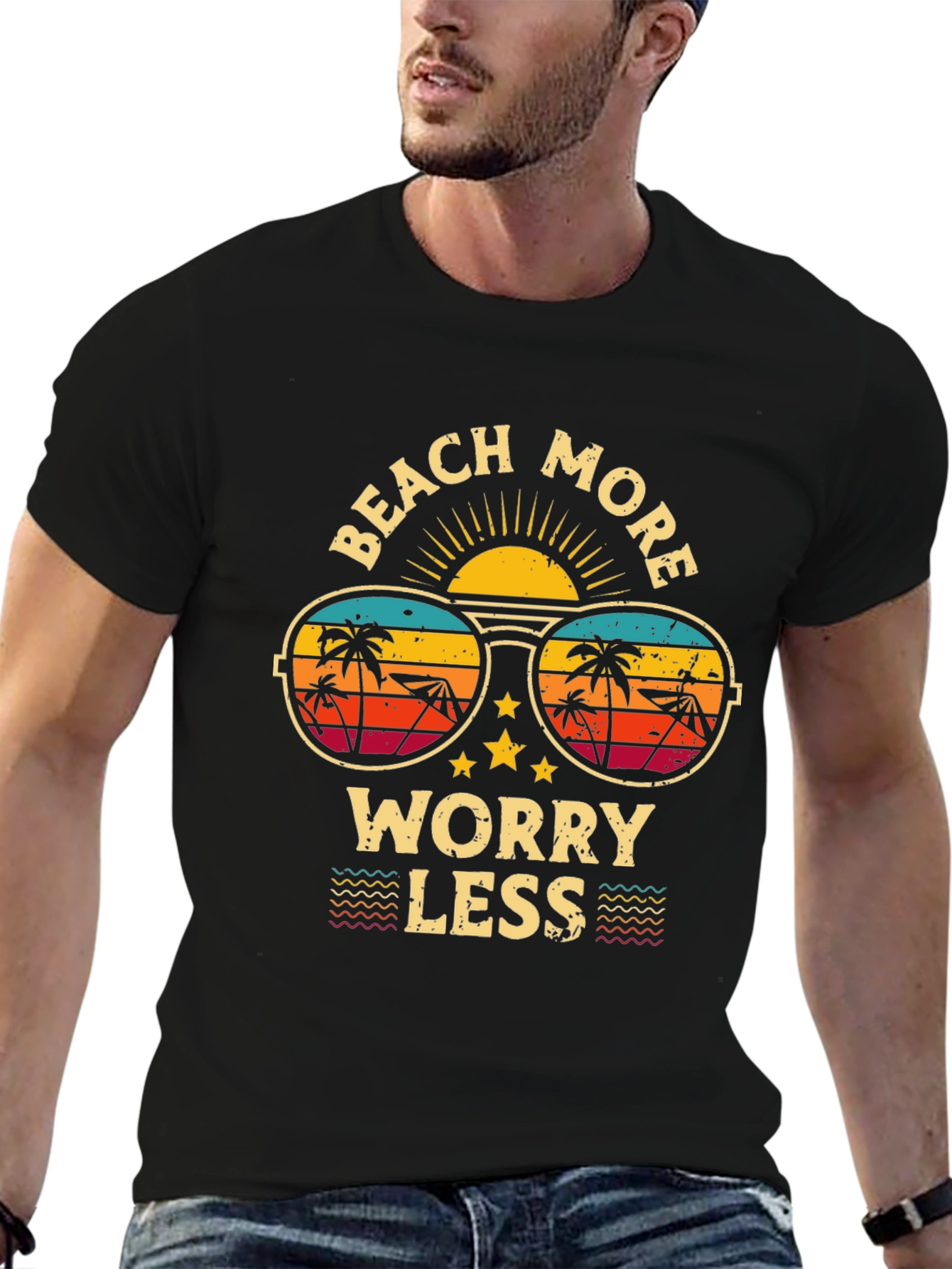 Beach More Worry Less Graphic T-Shirt