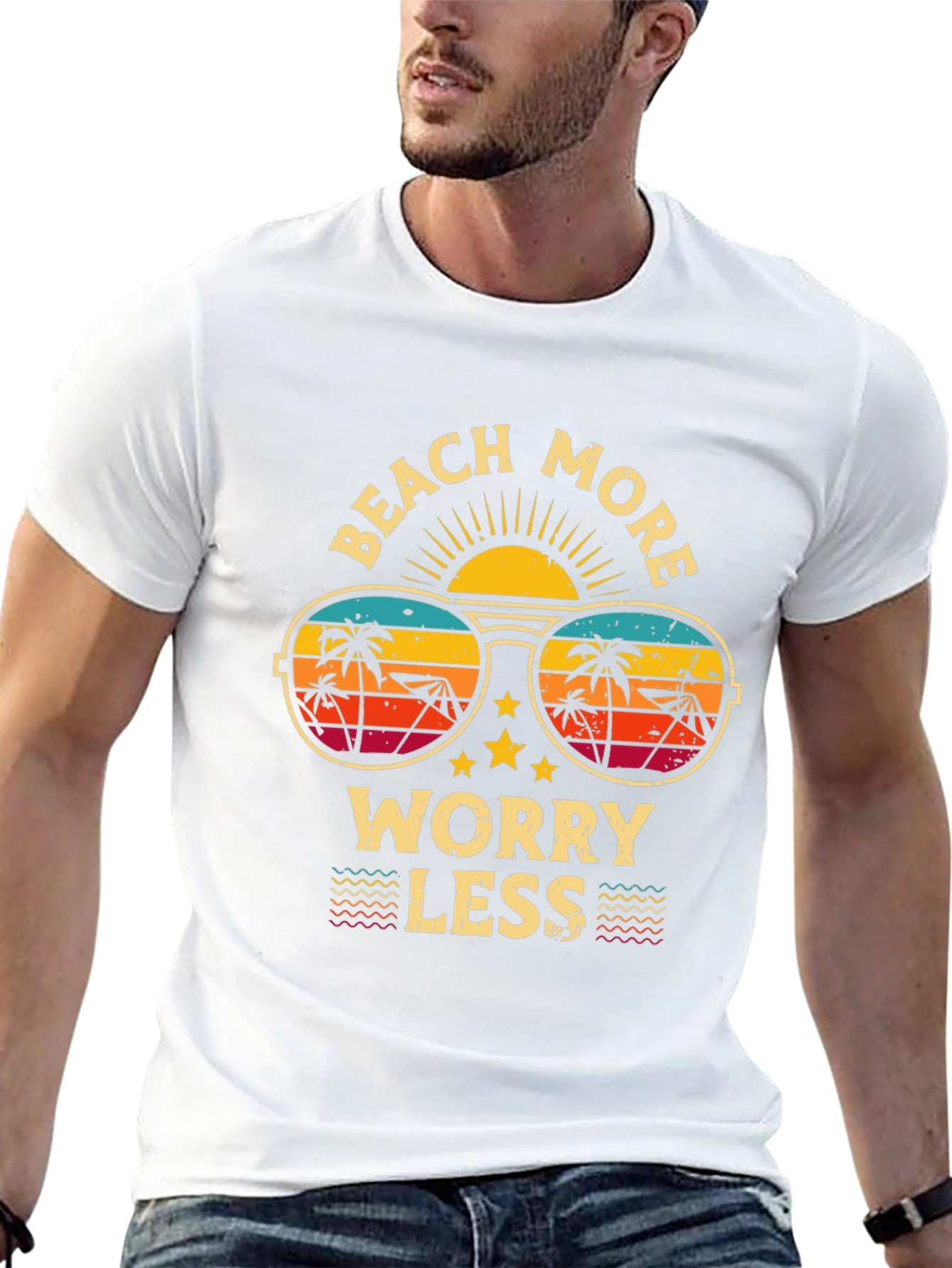 Beach More Worry Less Graphic T-Shirt