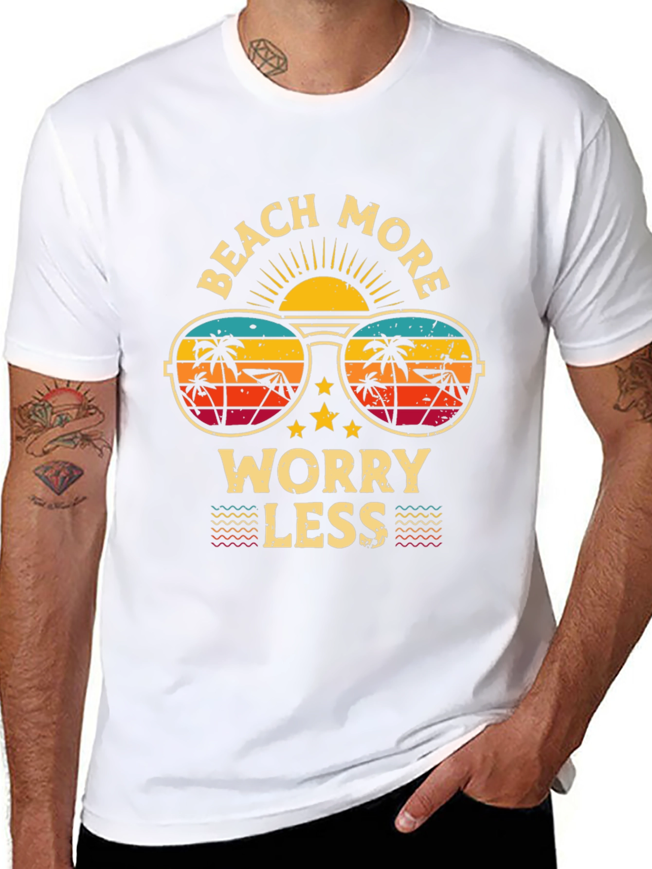 Beach More Worry Less Graphic T-Shirt