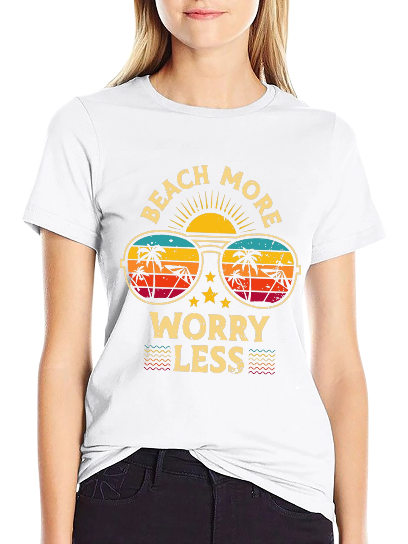 Beach More Worry Less Graphic T-Shirt
