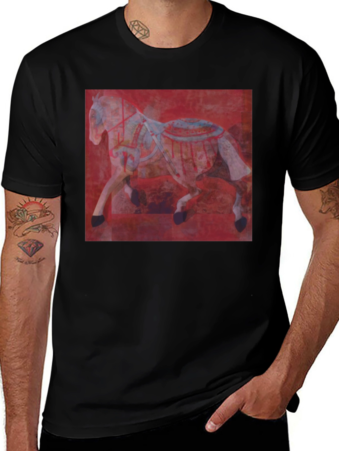 Red Horse Graphic Tee - Mens Black T-Shirt