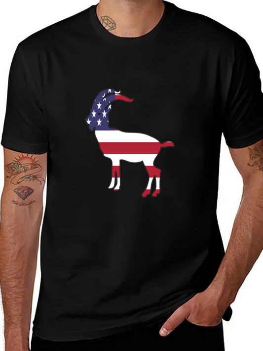 Patriotic Goat Graphic Tee - Black