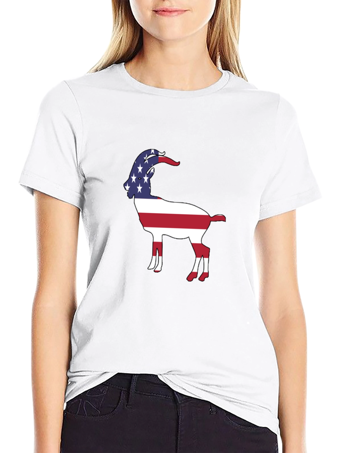 Patriotic Goat Graphic Tee - Black