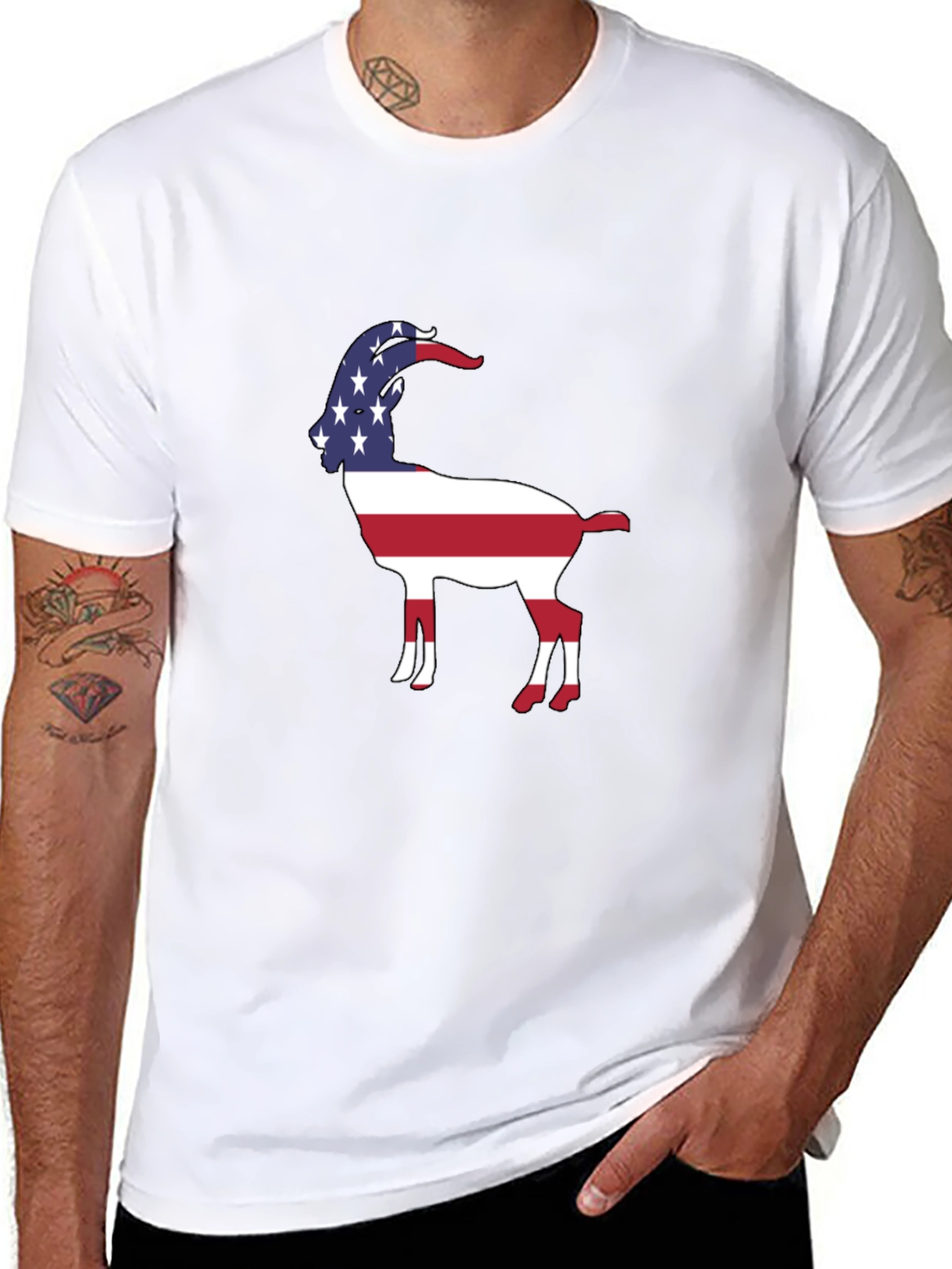 Patriotic Goat Graphic Tee - Black