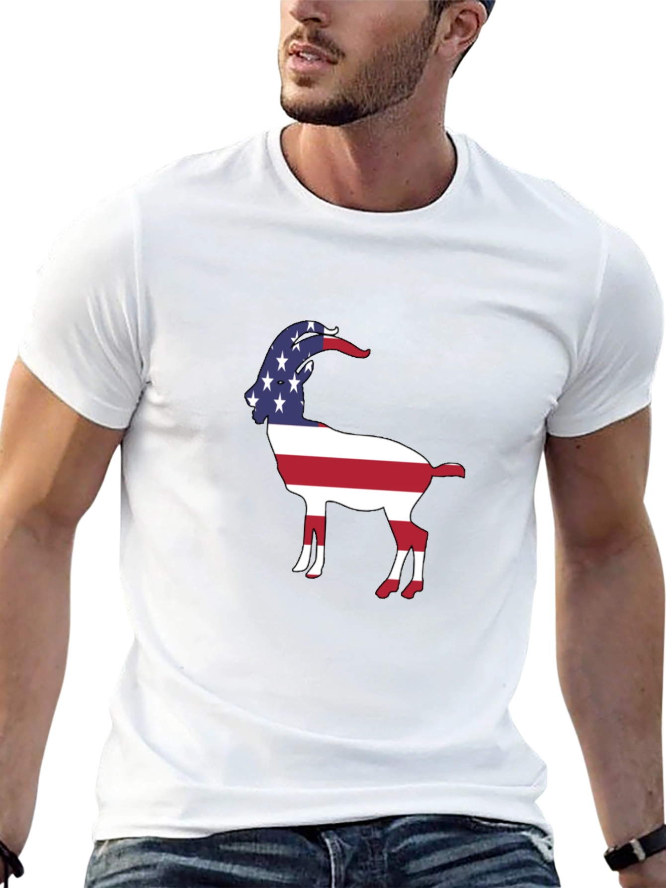 Patriotic Goat Graphic Tee - Black