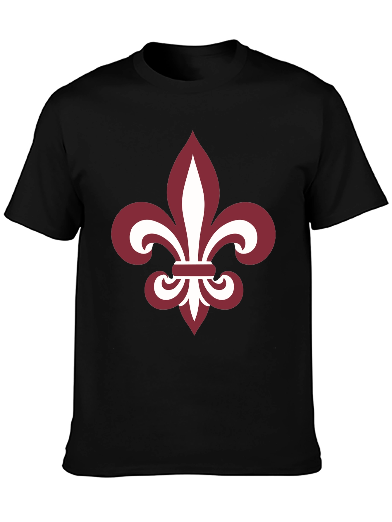 Fleur-de-Lis Graphic Tee - Black Cotton Blend Casual T-Shirt