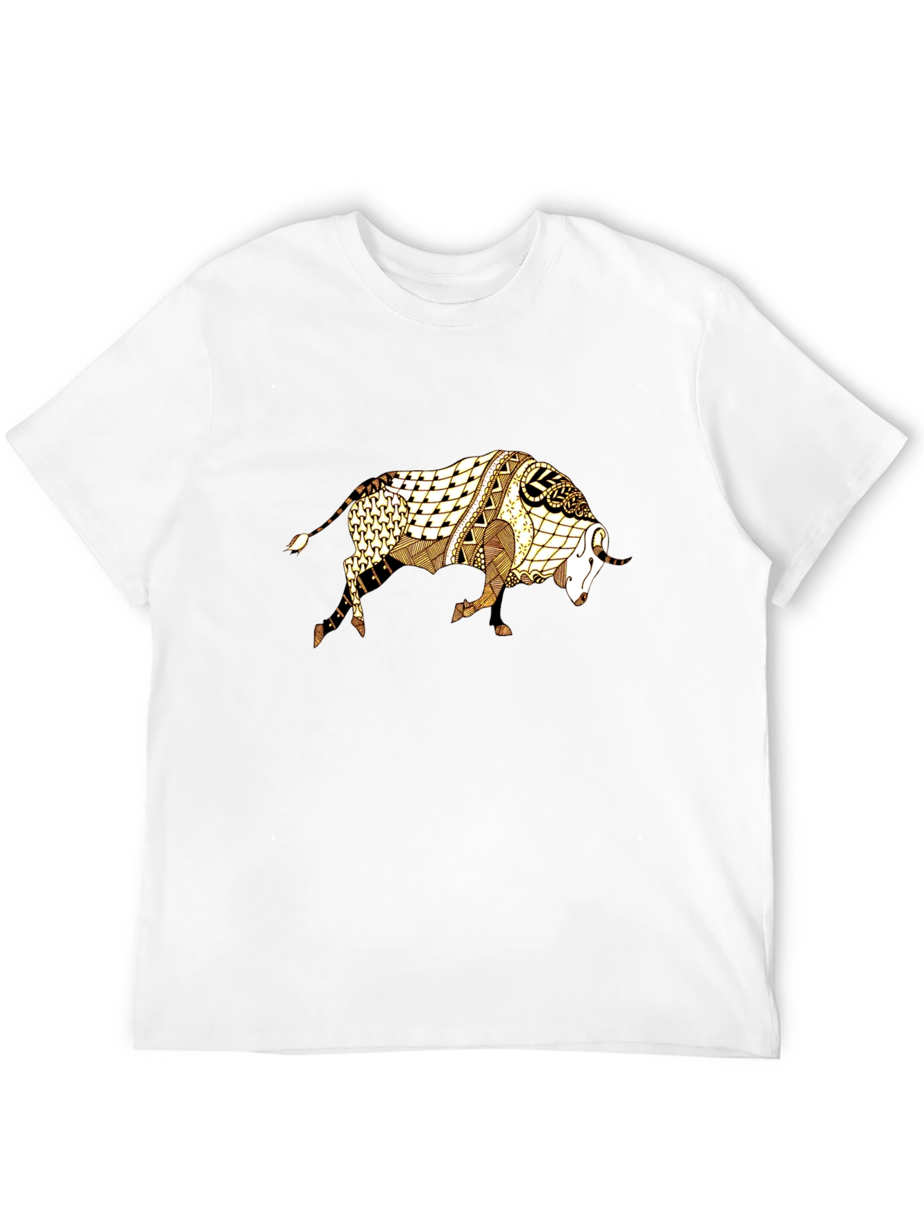 Abstract Bull Graphic Tee - Black