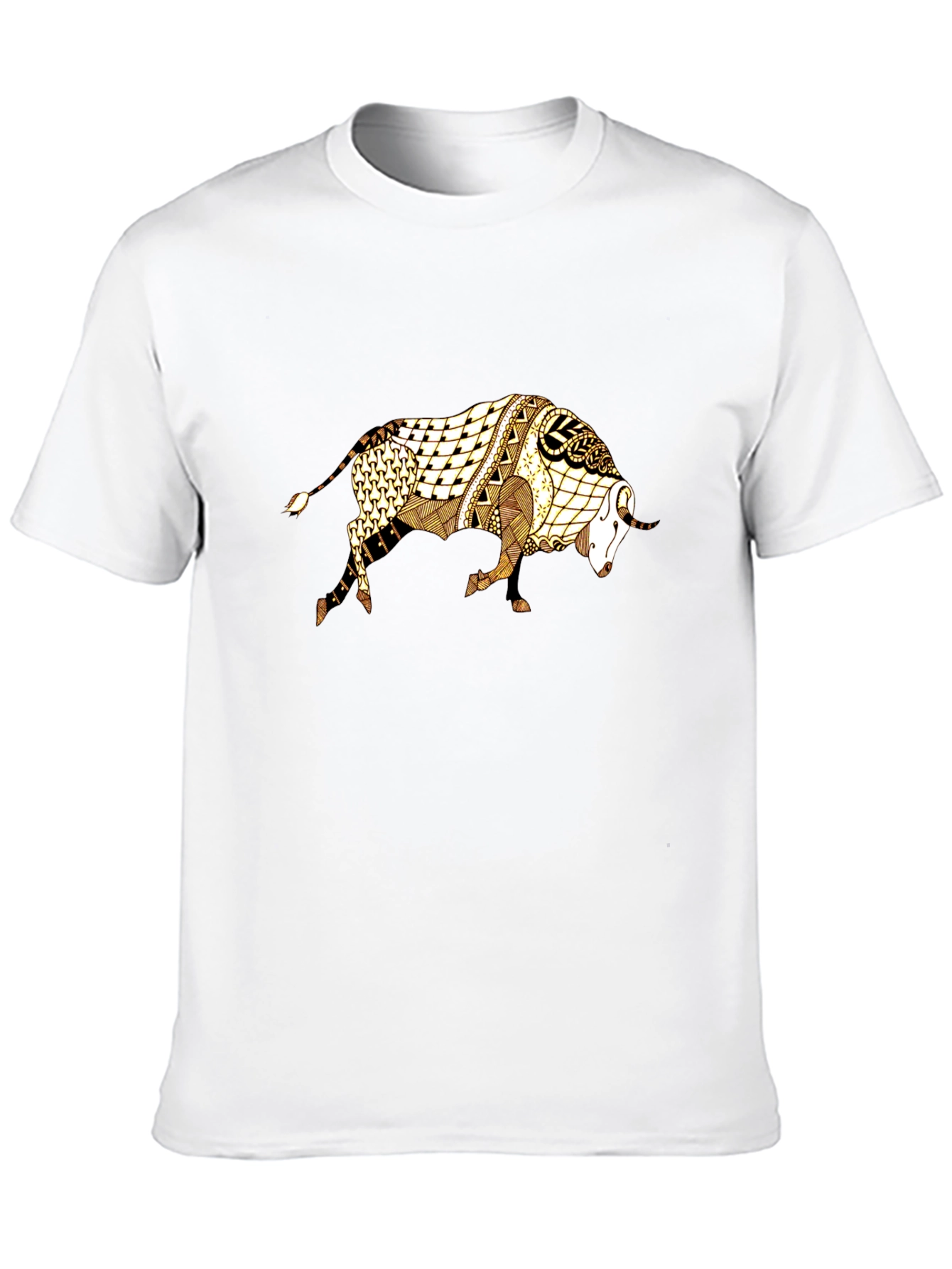 Abstract Bull Graphic Tee - Black