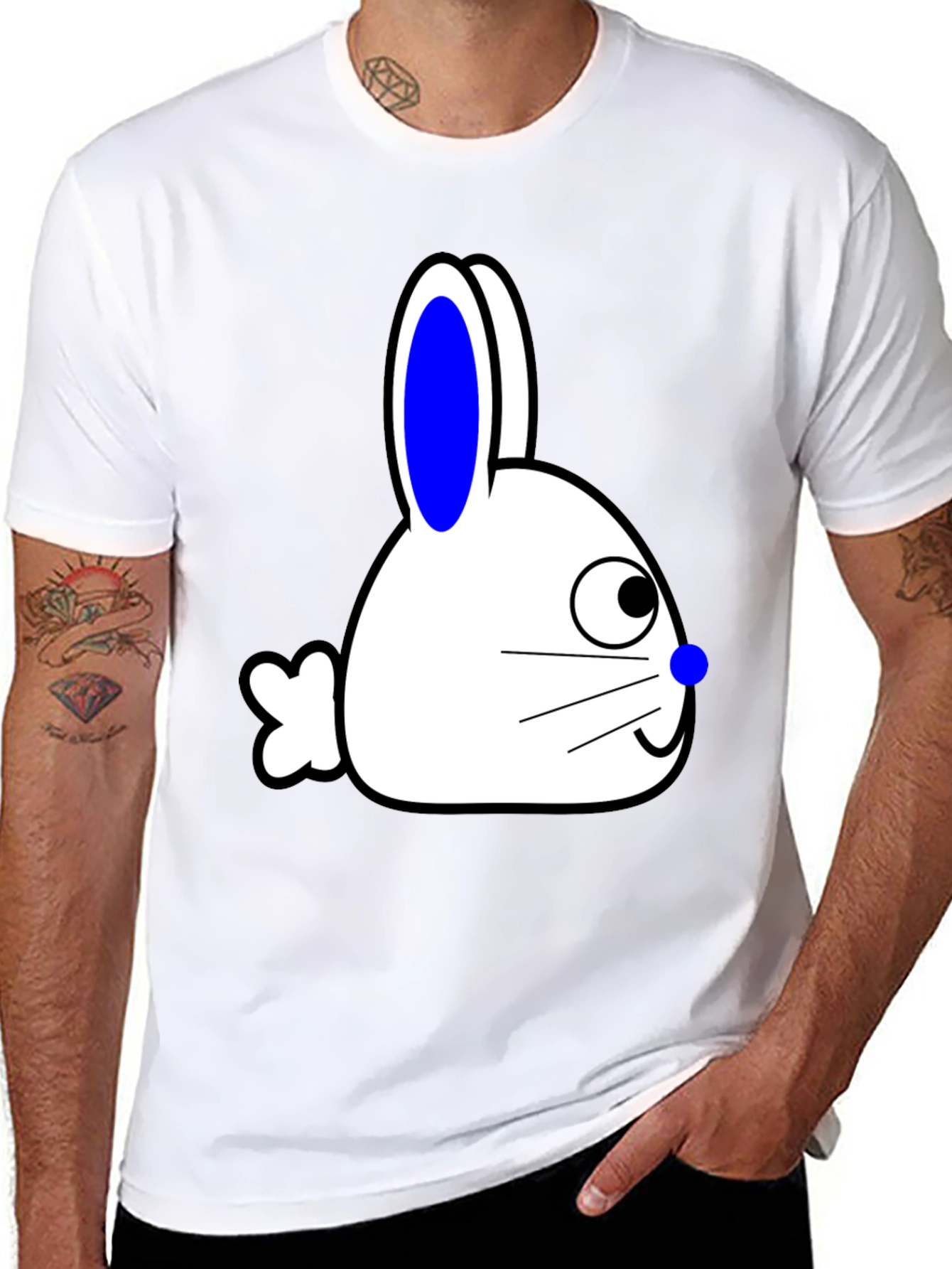 Bunny Graphic Tee - Black Cotton Blend