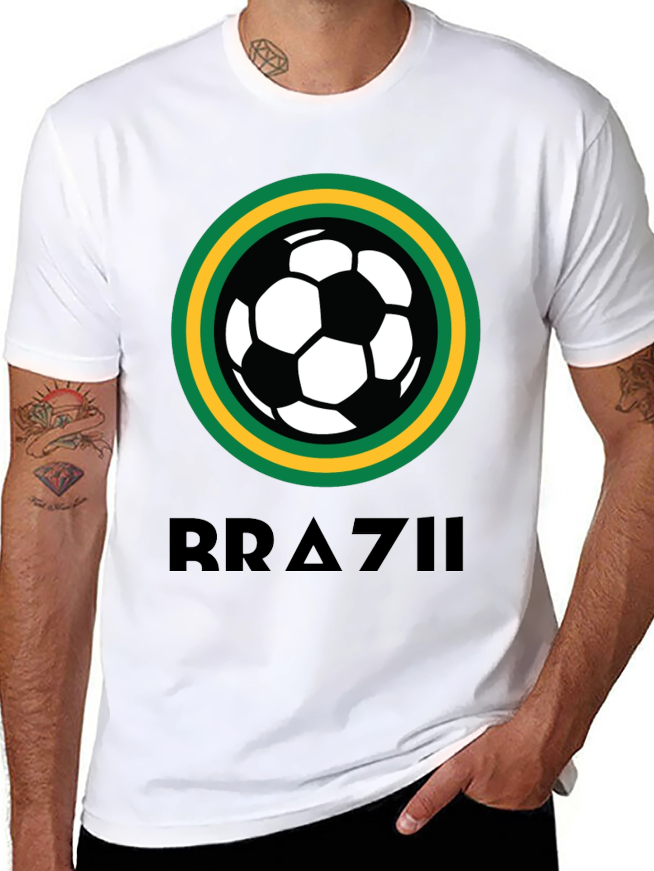 Brazil Soccer T-Shirt - Black Graphic Tee