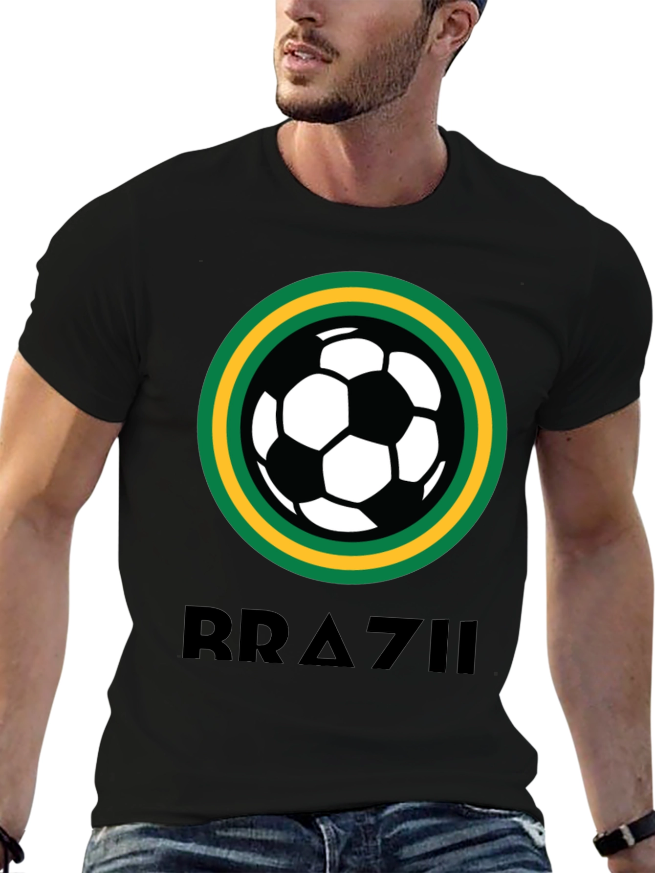 Brazil Soccer T-Shirt - Black Graphic Tee