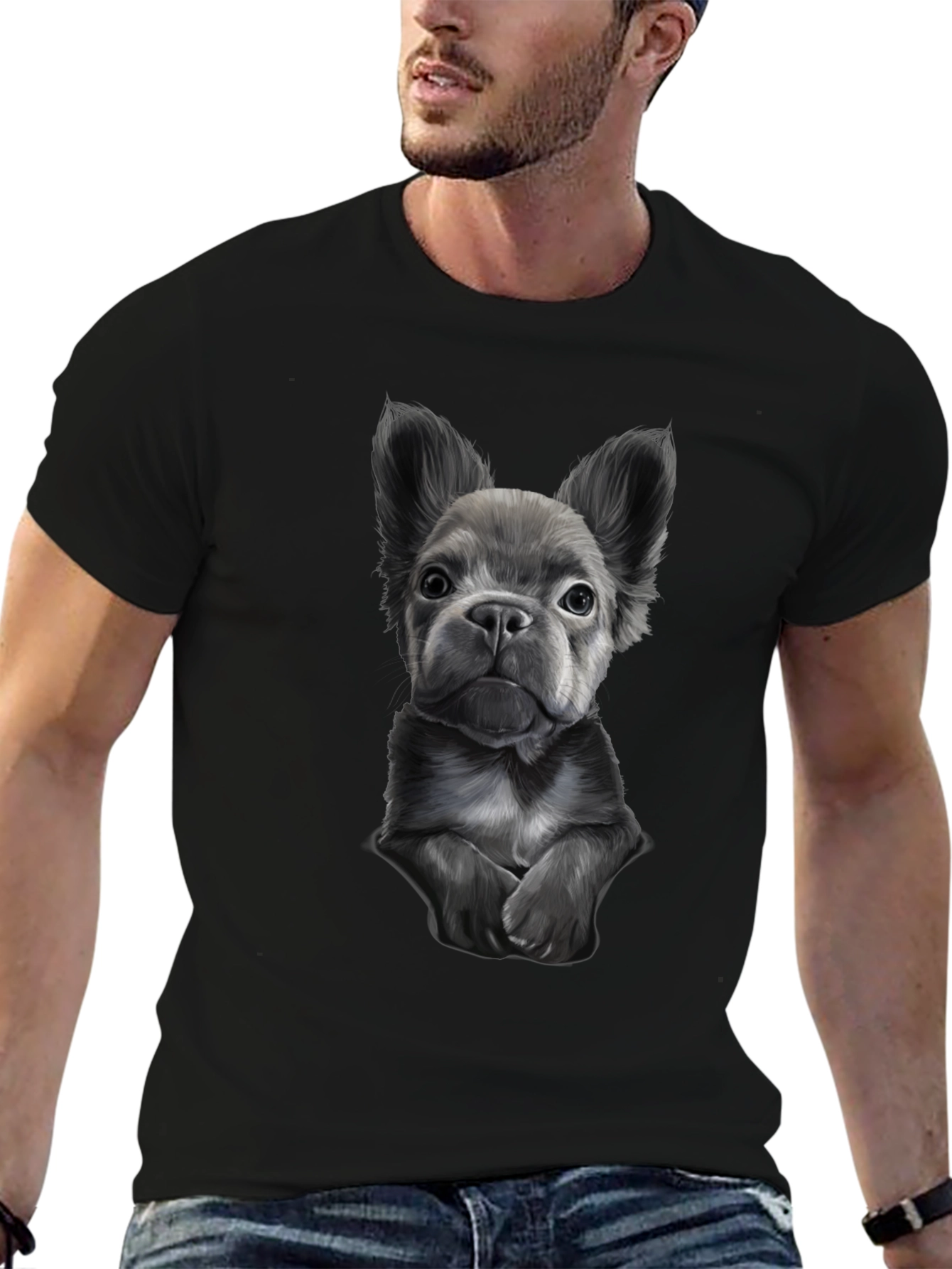 Black Bulldog Graphic Tee for Men