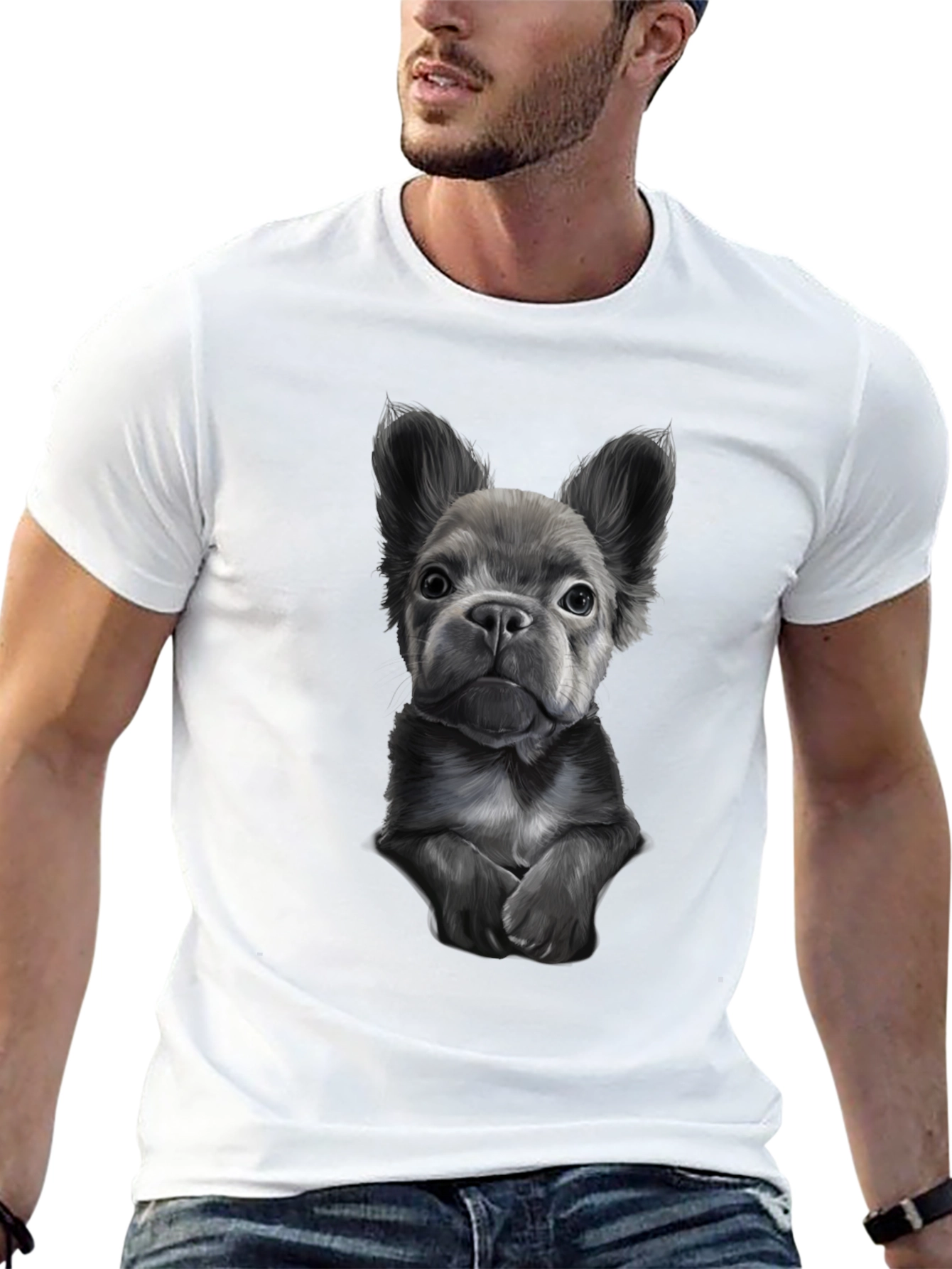 Black Bulldog Graphic Tee for Men