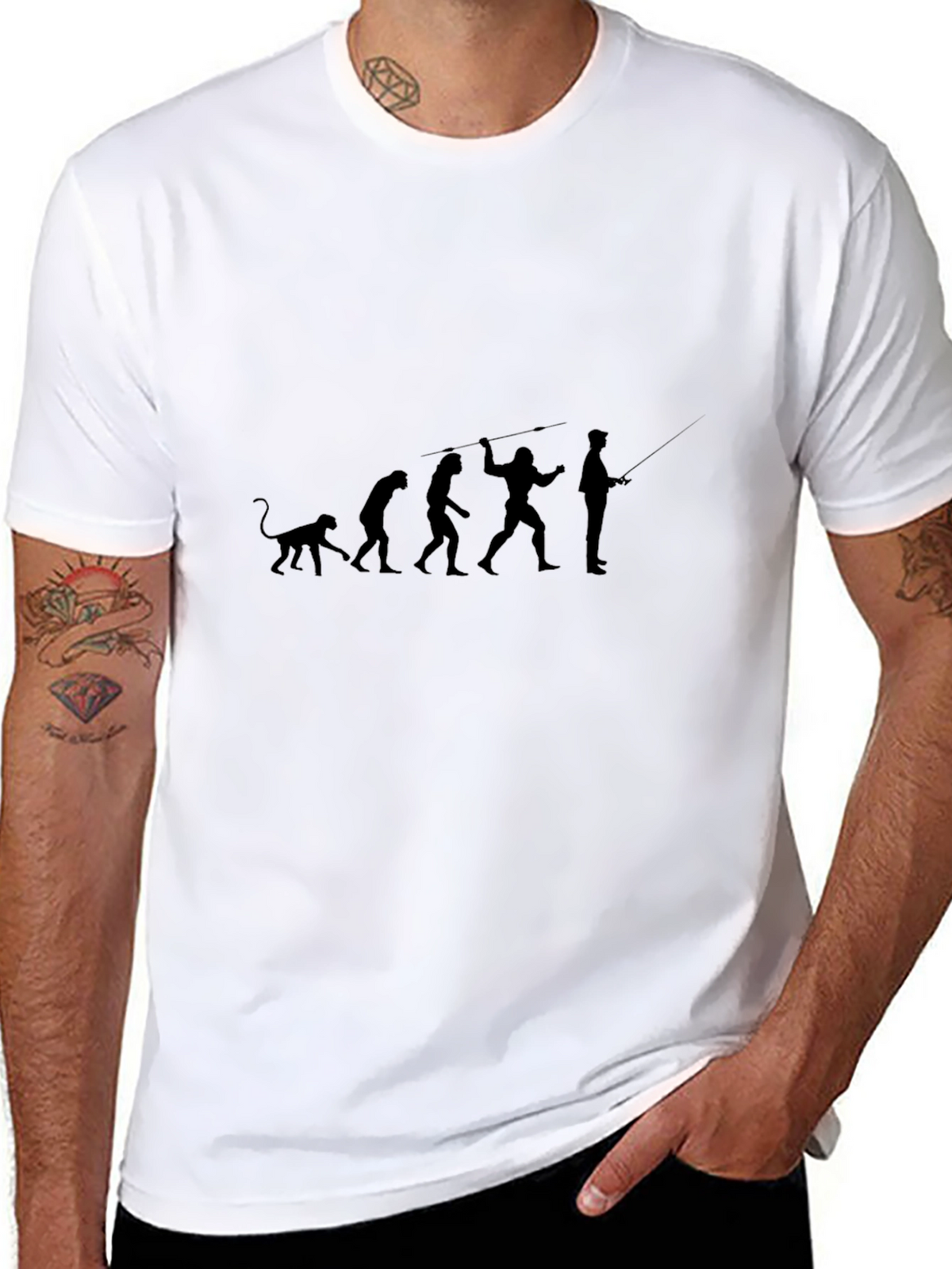 Evolution of Fishing Black T-Shirt