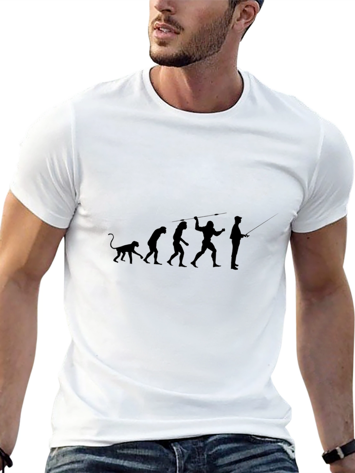 Evolution of Fishing Black T-Shirt