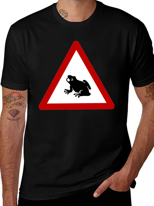 Frog Warning Sign Black T-Shirt