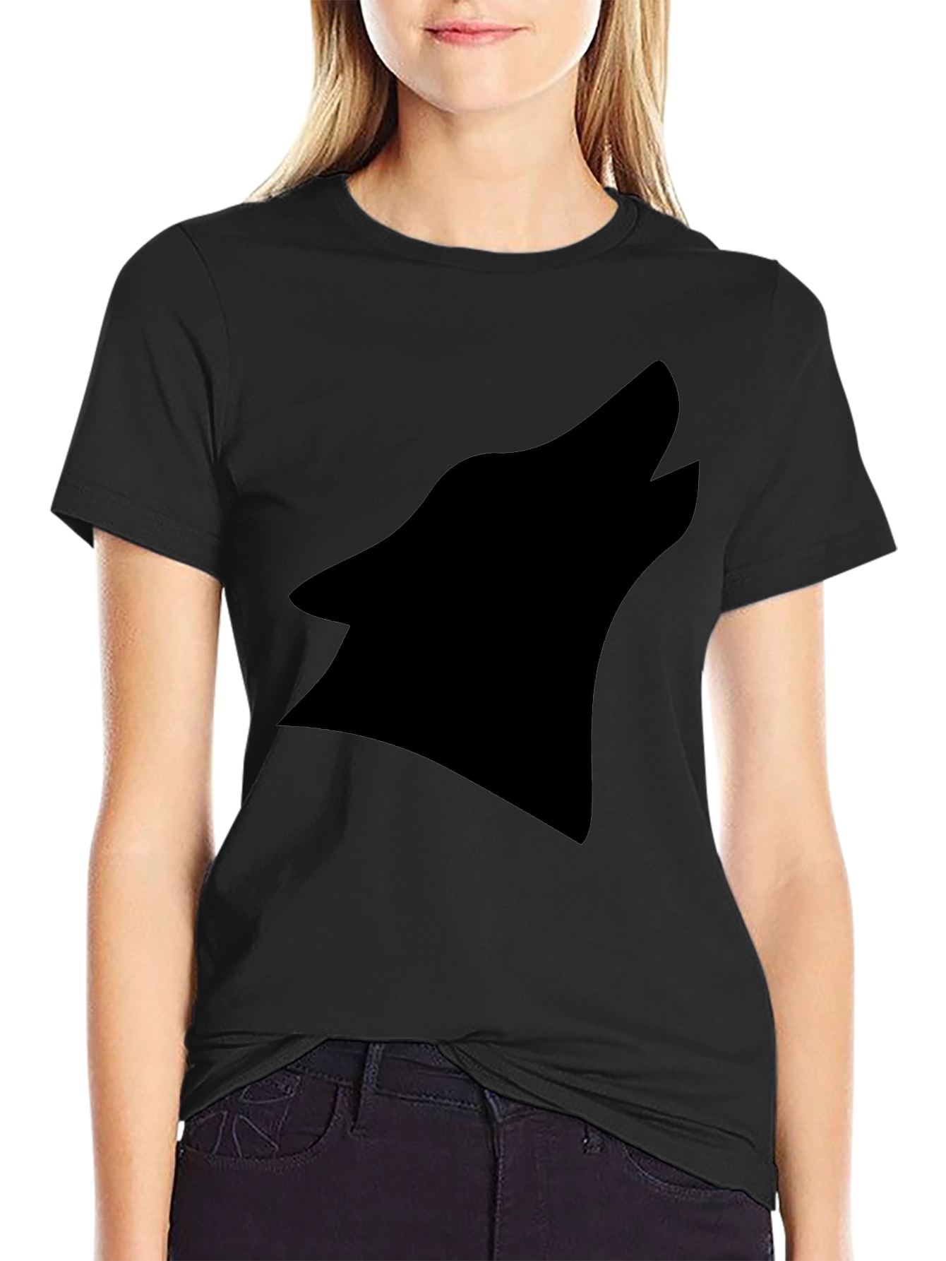Black Wolf Silhouette Graphic Tee - Modern Style
