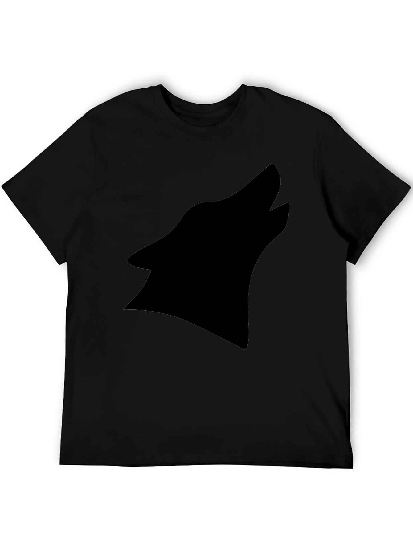 Black Wolf Silhouette Graphic Tee - Modern Style