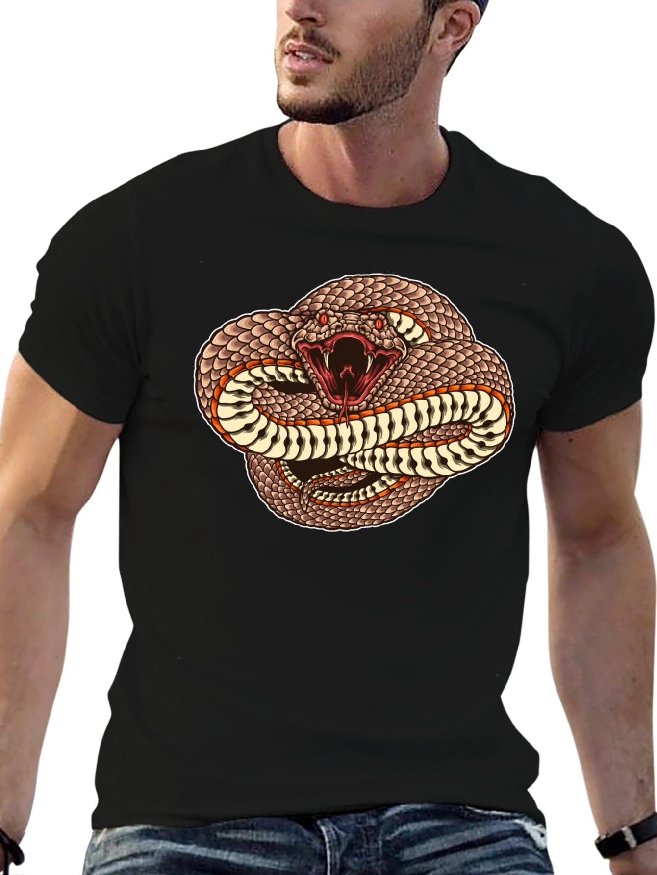 Snake Graphic T-Shirt - Black