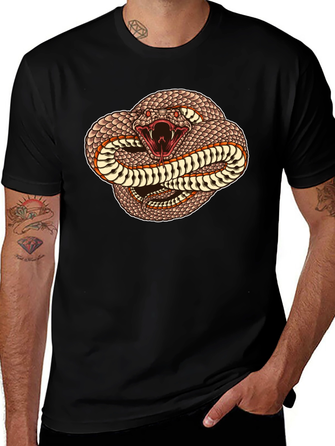 Snake Graphic T-Shirt - Black