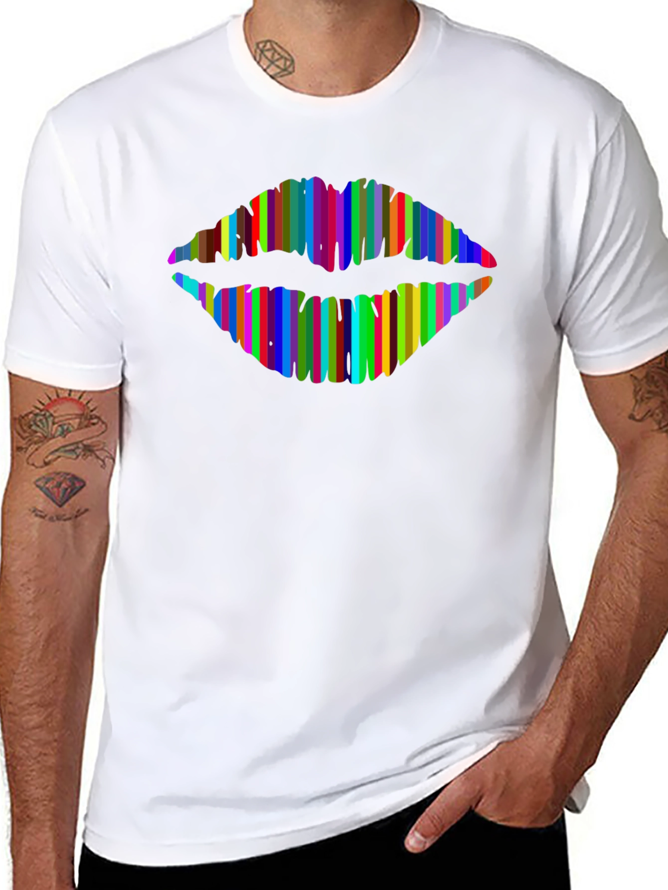 Rainbow Lips Graphic T-Shirt - Modern Style