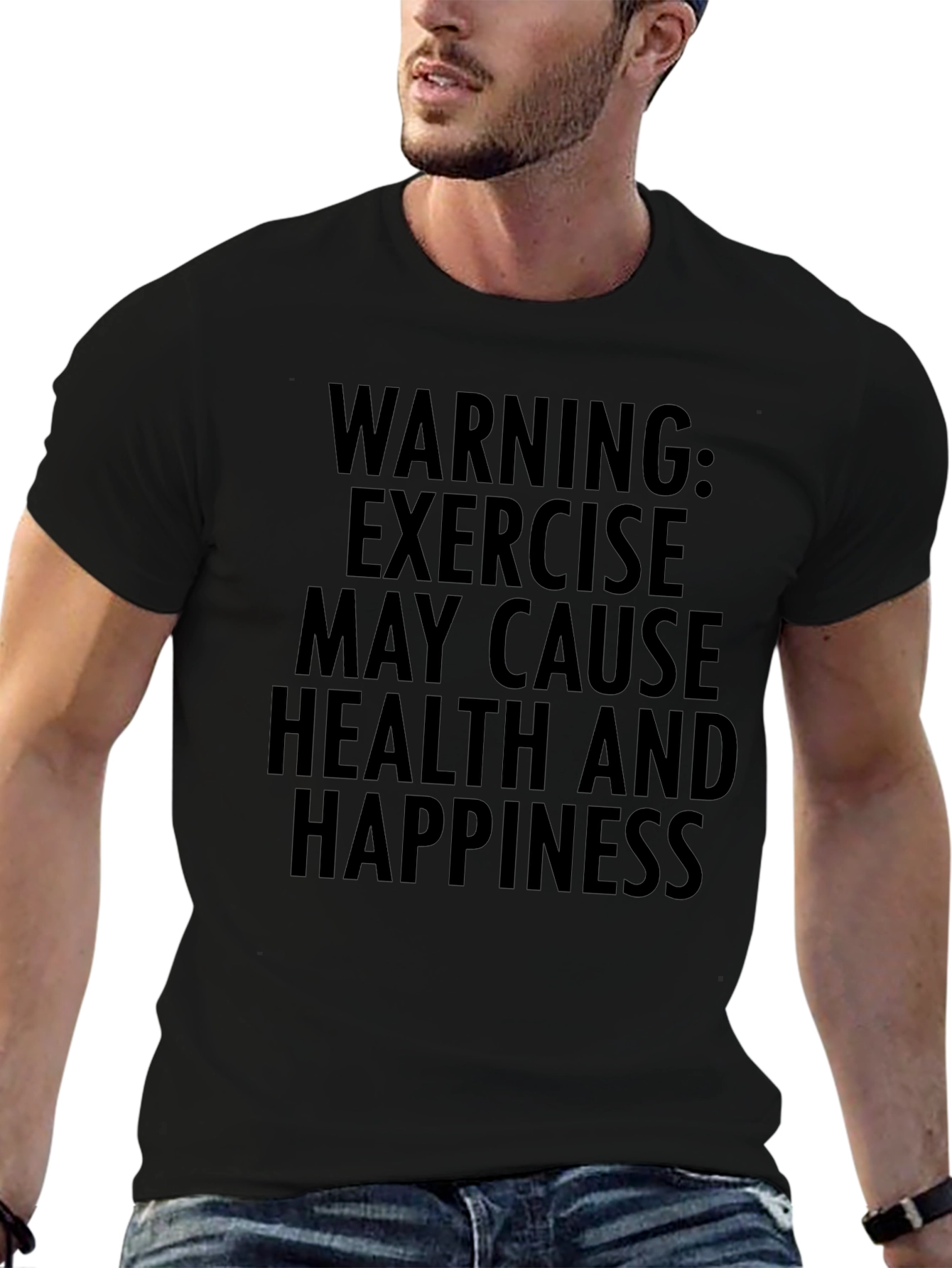 Warning: Exercise May Cause Health & Happiness Graphic Tee