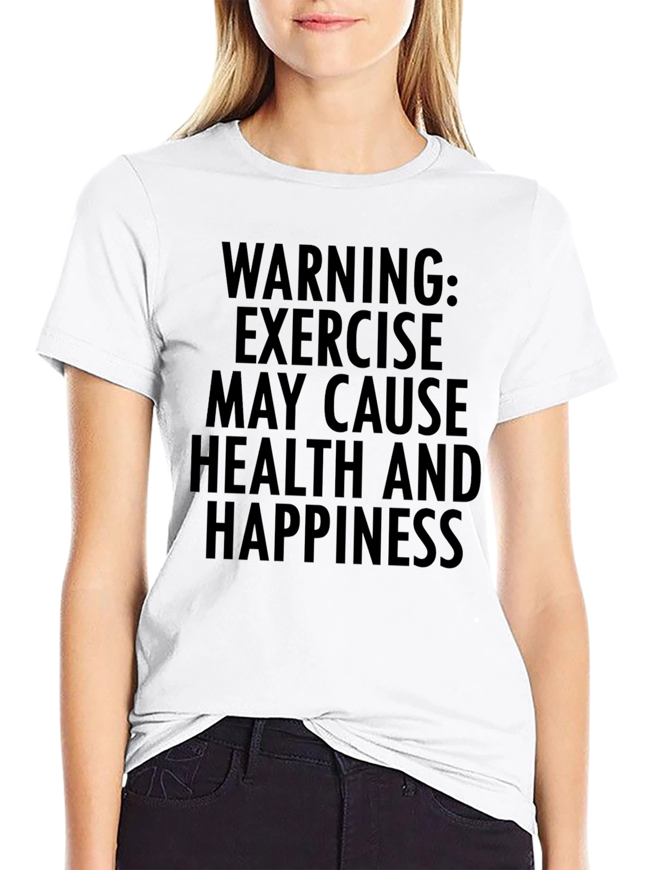 Warning: Exercise May Cause Health & Happiness Graphic Tee