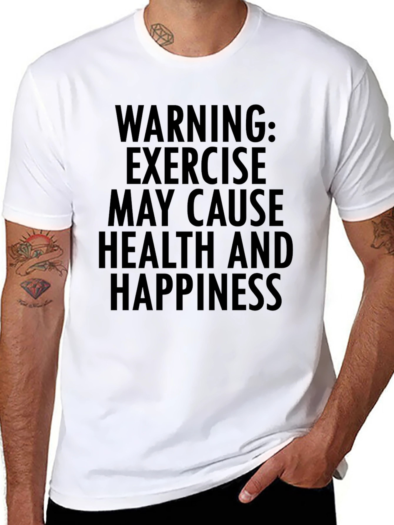 Warning: Exercise May Cause Health & Happiness Graphic Tee