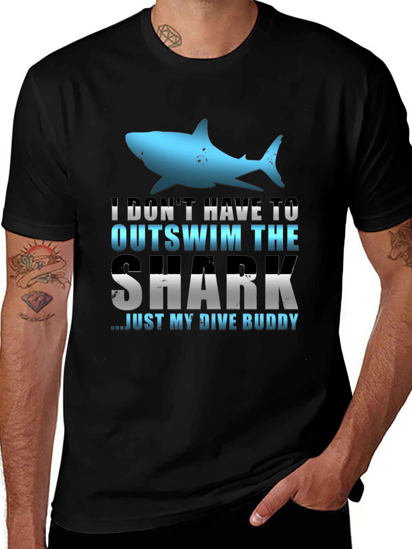 Funny Dive Buddy Shark Graphic Tee