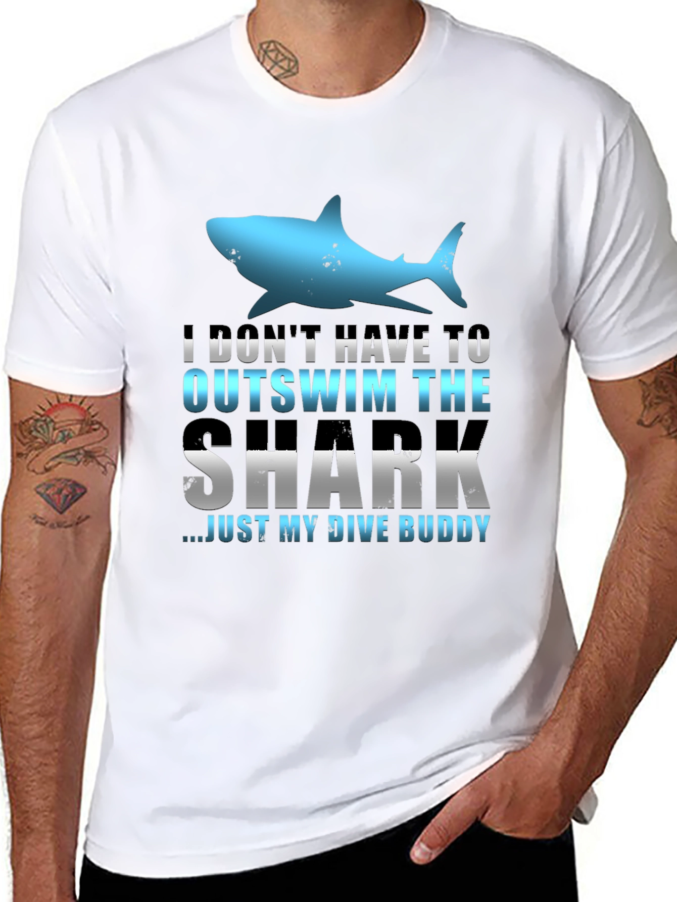 Funny Dive Buddy Shark Graphic Tee